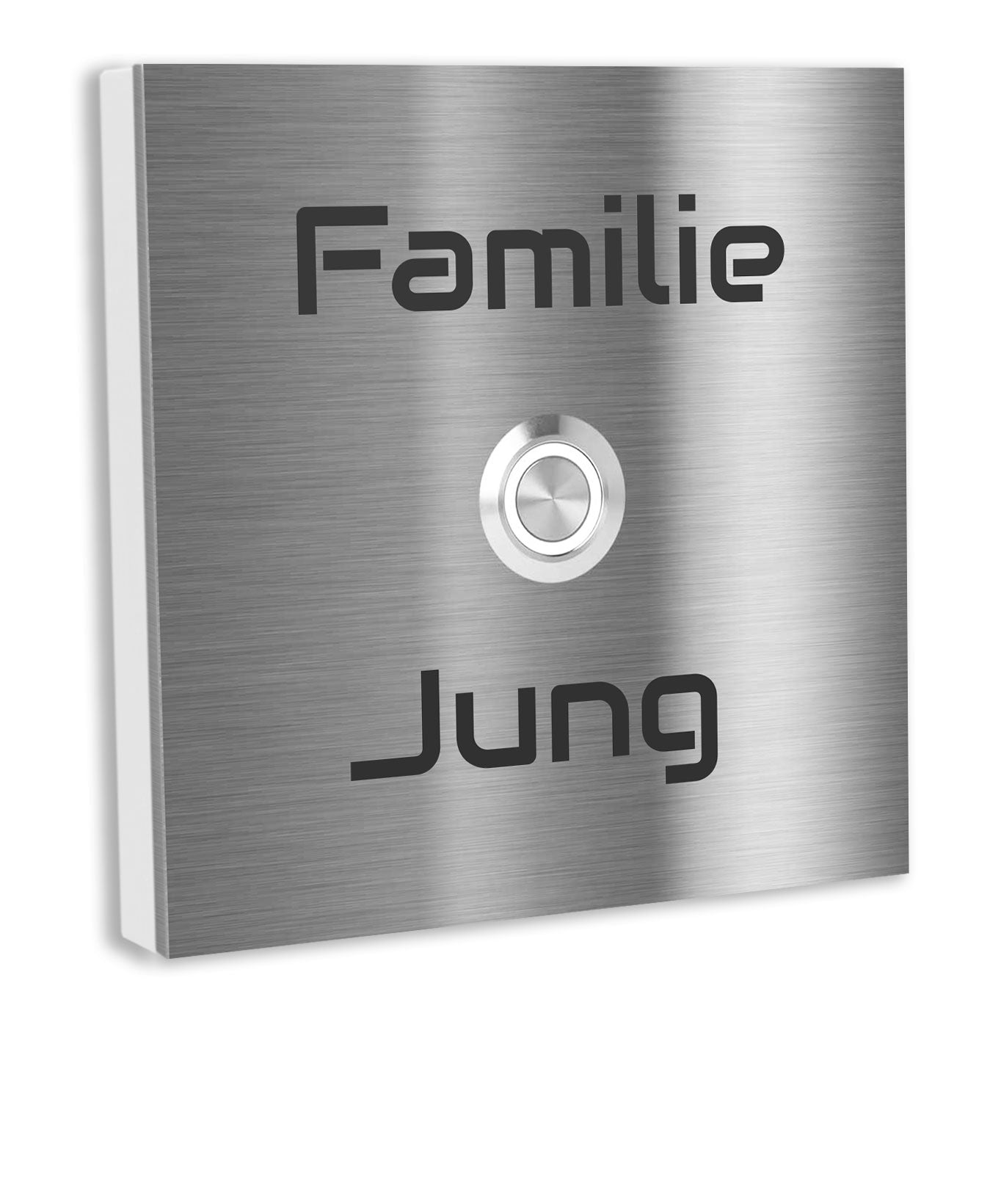 V2A Edelstahl Türklingel Bochum 8x8cm LED - Lasergravur UV-Druck - Anthrazit Weiß