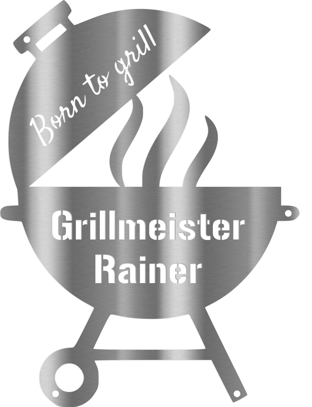 Personalisierbares (V2A) Edelstahl Wandschild " born to grill" Deko Schild – Text ausgelasert