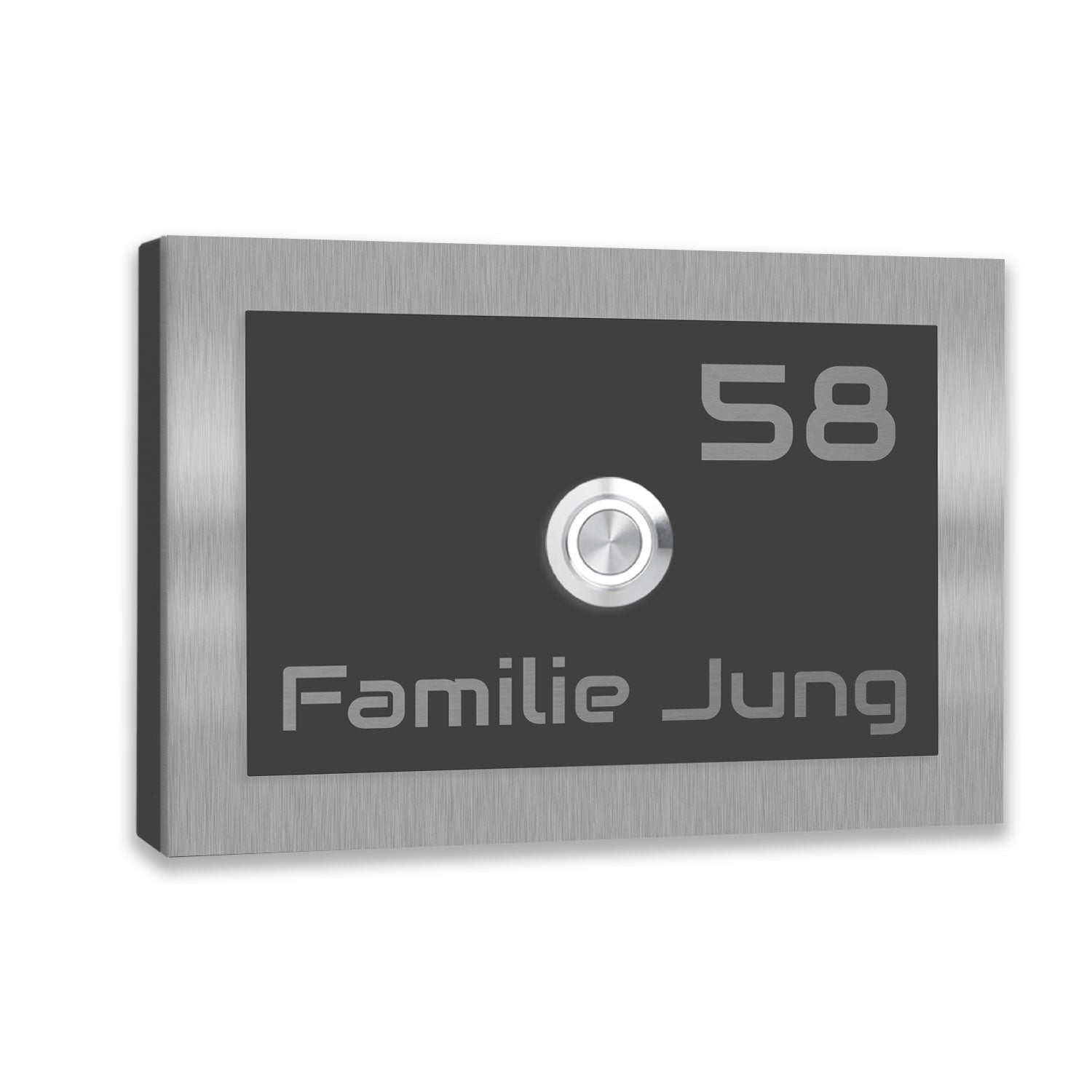 Edelstahl Türklingel Dekorplatte Anthrazit RAL 7016 Pulverbeschichtet individuell personalisierbar