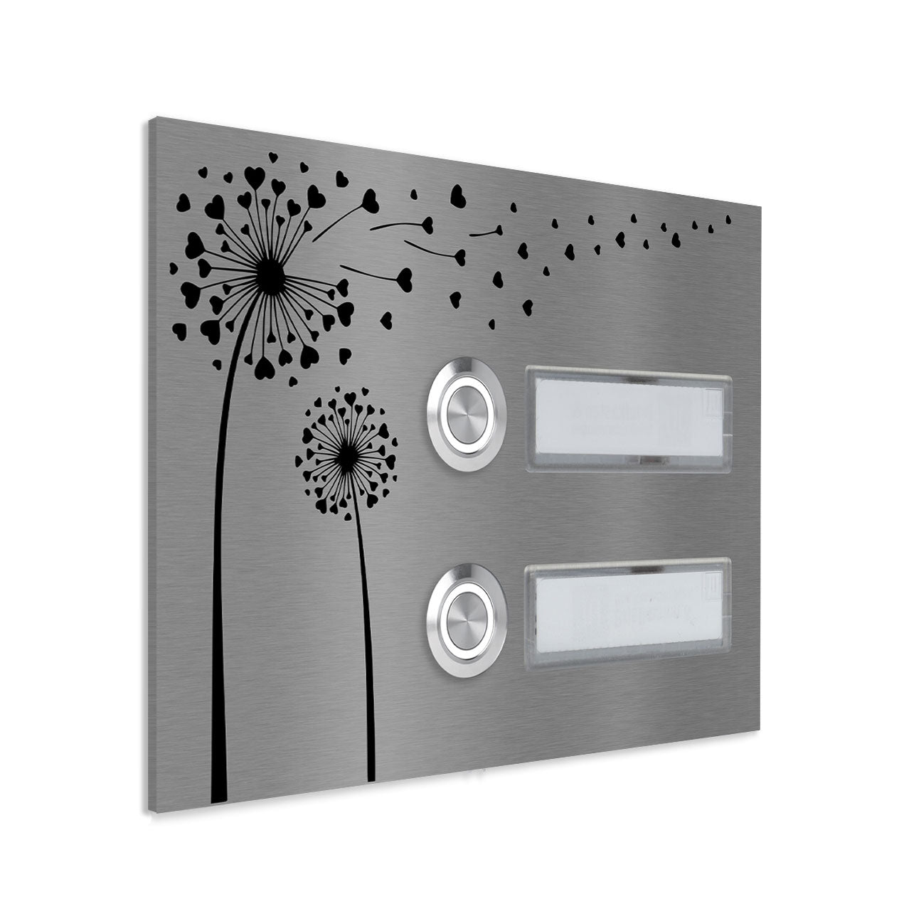 Bozen 17 x 12 cm Edelstahl (V2A) Türklingel - Zweifamilienhaus Klingel - mit Schriftfeldern - LED - Aufputz / Unterputz