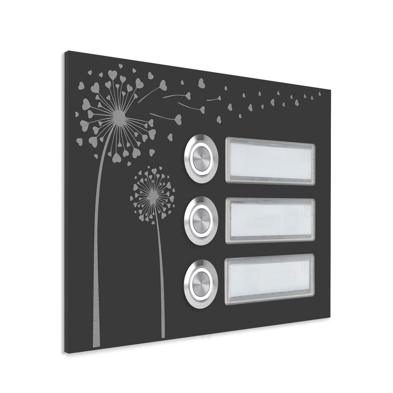 Bozen 17 x 12 cm Edelstahl (V2A) Türklingel - Dreifamilienhaus Klingel - mit Schriftfeldern - Anthrazit / Weiß - LED - Aufputz / Unterputz