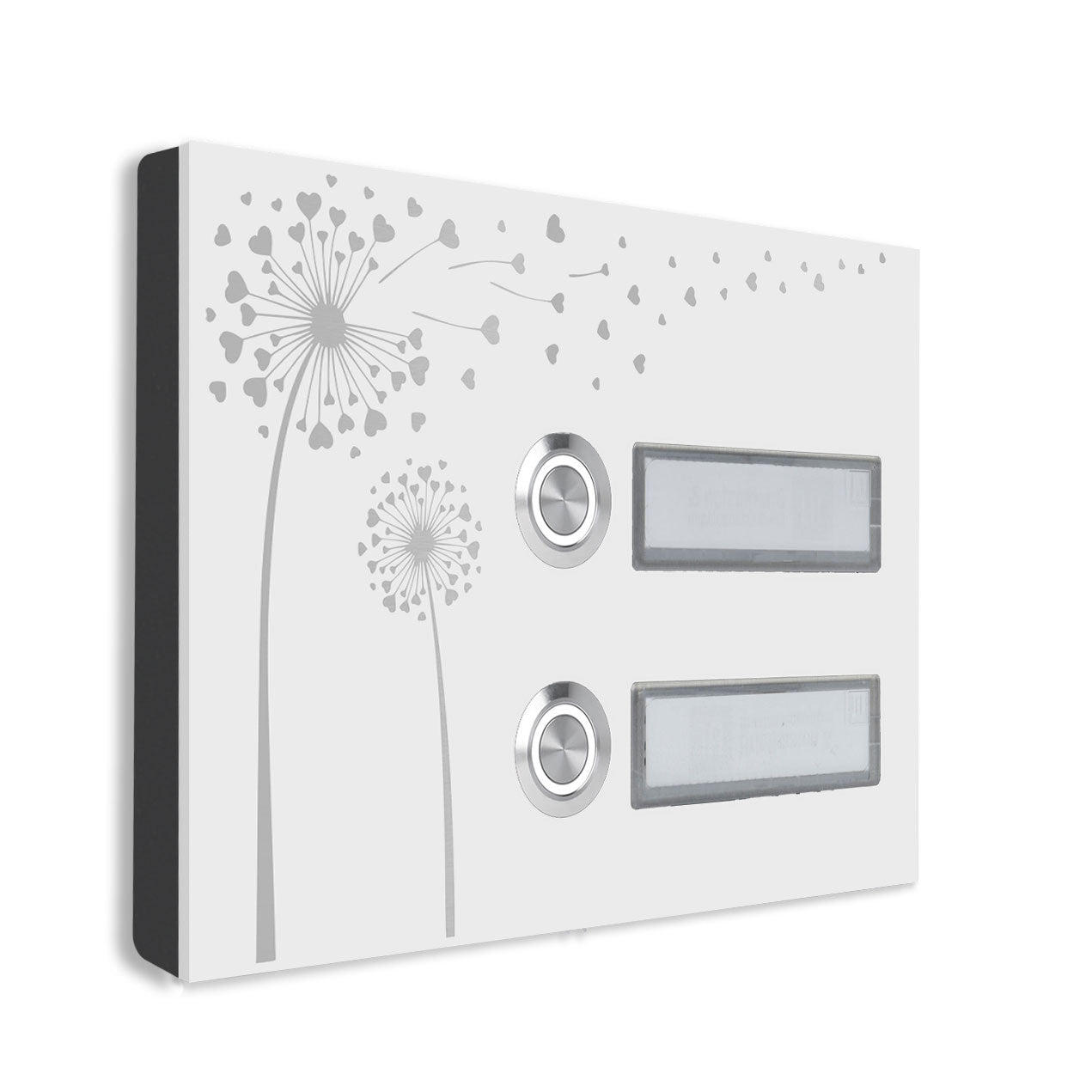 Bozen 17 x 12 cm Edelstahl (V2A) Türklingel - Zweifamilienhaus Klingel - mit Schriftfeldern - Anthrazit / Weiß - LED - Aufputz / Unterputz