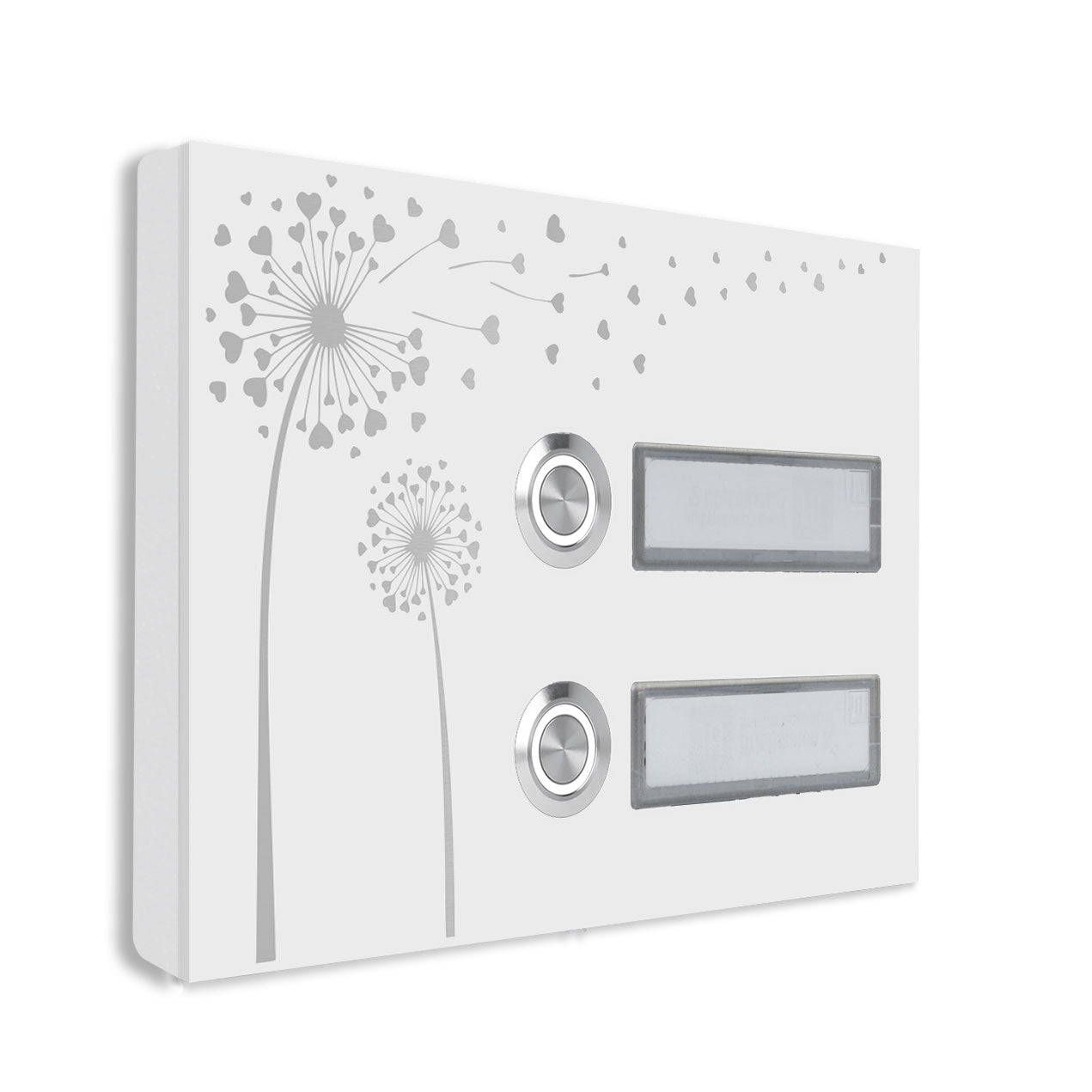 Bozen 17 x 12 cm Edelstahl (V2A) Türklingel - Zweifamilienhaus Klingel - mit Schriftfeldern - Anthrazit / Weiß - LED - Aufputz / Unterputz