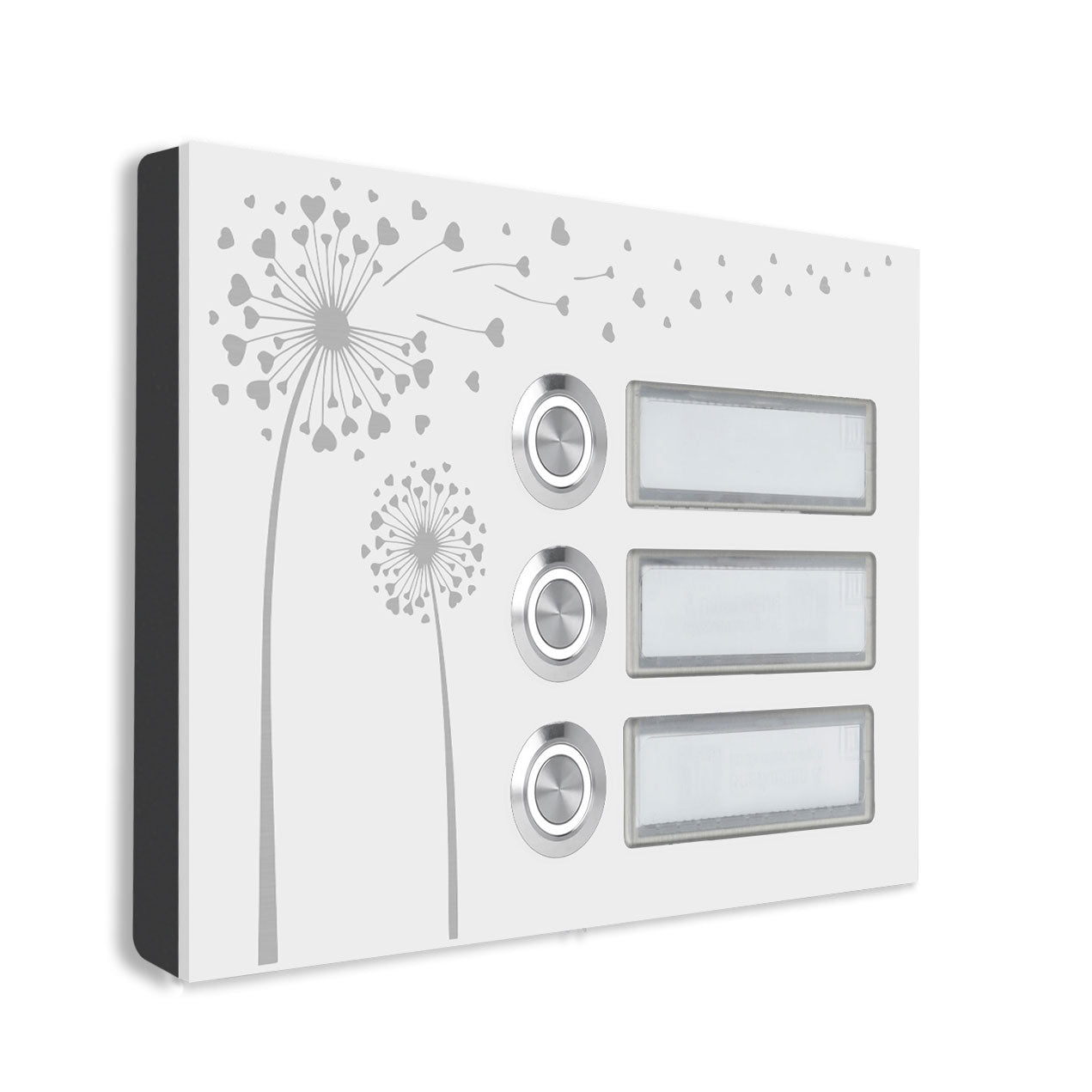 Bozen 17 x 12 cm Edelstahl (V2A) Türklingel - Dreifamilienhaus Klingel - mit Schriftfeldern - Anthrazit / Weiß - LED - Aufputz / Unterputz