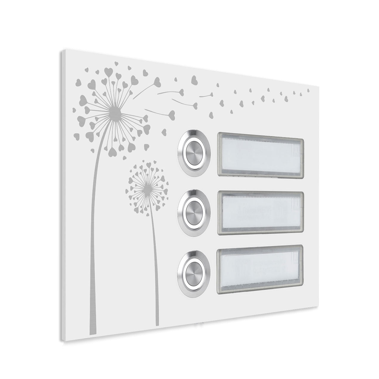 Bozen 17 x 12 cm Edelstahl (V2A) Türklingel - Dreifamilienhaus Klingel - mit Schriftfeldern - Anthrazit / Weiß - LED - Aufputz / Unterputz