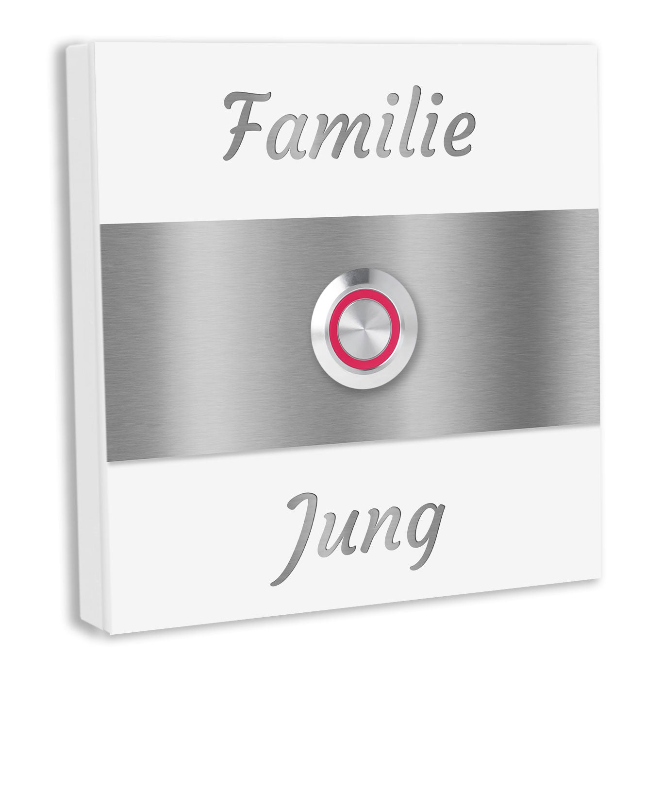 Edelstahl Türklingel Bremen weiß Pulverbeschichtet  individuell Personalisierbar.