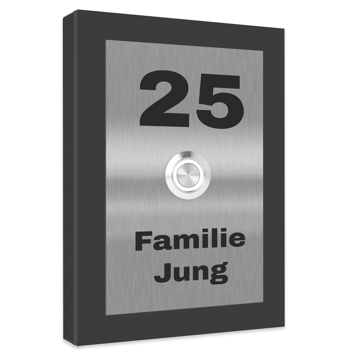 Edelstahl Aufputz Türklingel Dakota Anthrazit  pulverbeschichtet individuell personalisierbar