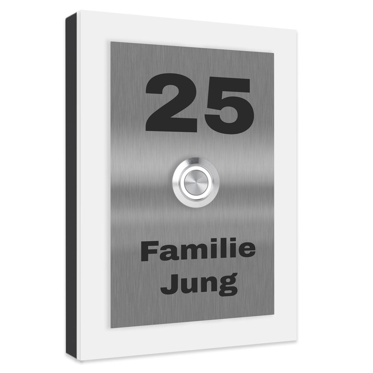 Dakota 12 x 17 cm Edelstahl (V2A) Türklingel - Anthrazit / Weiß / Edelstahl und Edelstahl gebürstet - mit Gravur  - LED – Aufputz / Unterputz