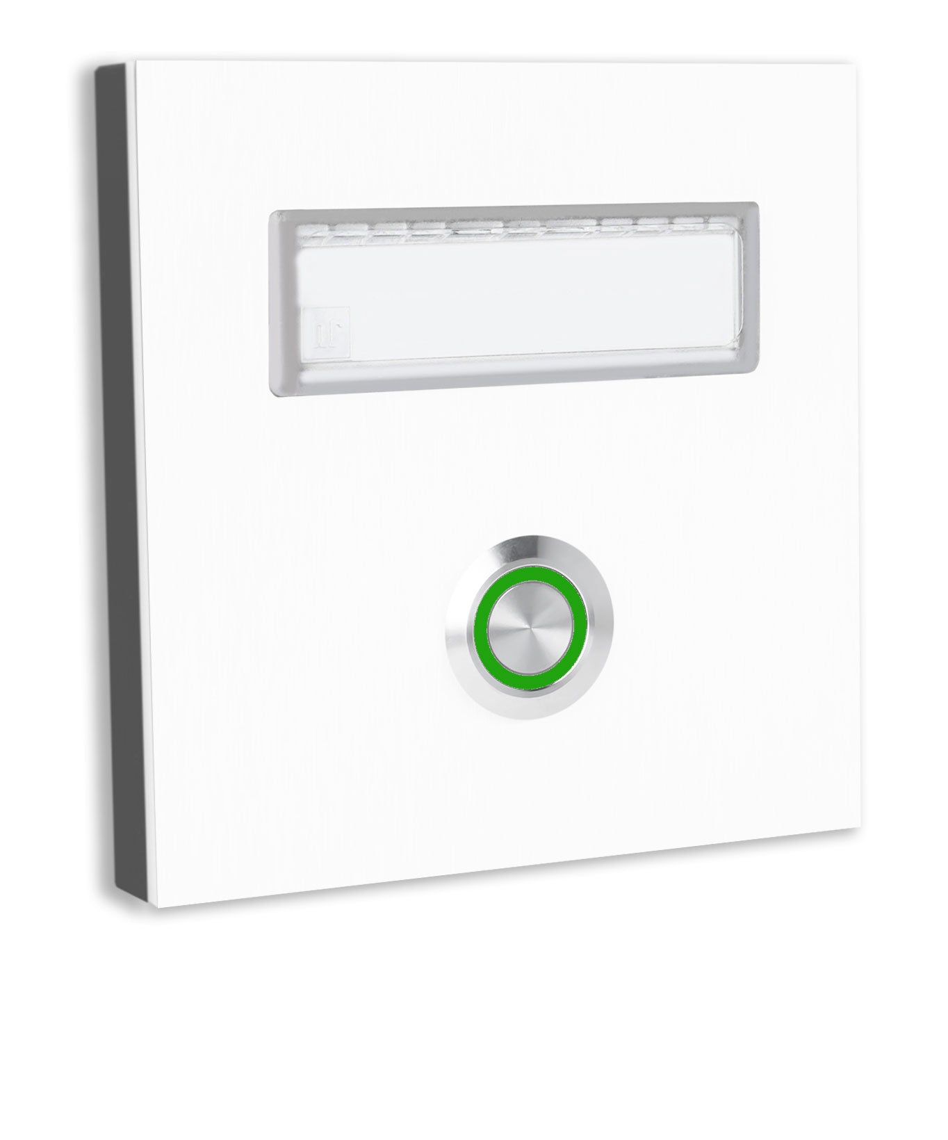 Dortmund 10 x 10 cm Edelstahl (V2A) Türklingel - mit eingesetztem  Schriftfeld für Namensschilder - Anthrazit / Weiß / Edelstahl - LED - Aufputz / Unterputz