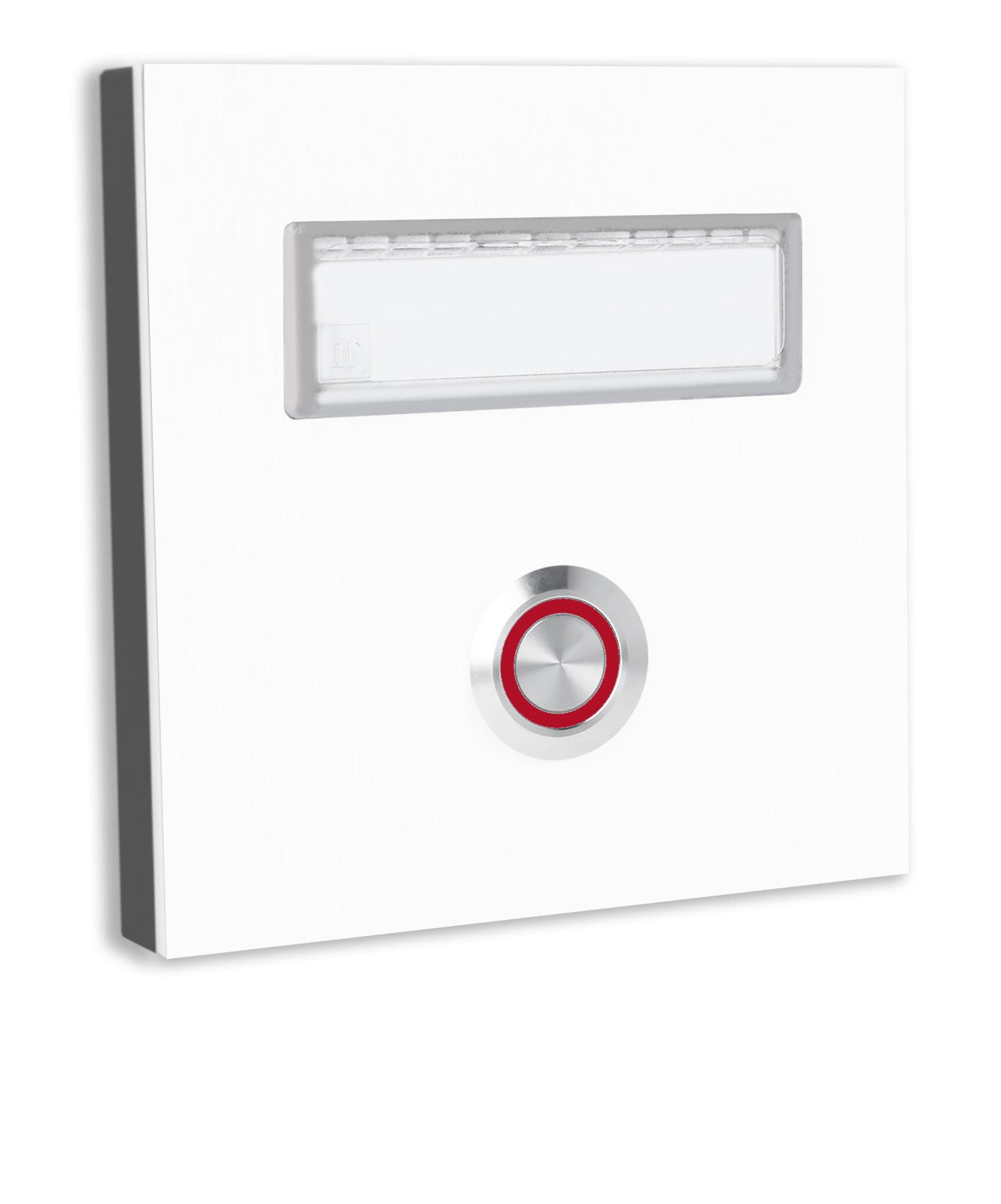 Dortmund 10 x 10 cm Edelstahl (V2A) Türklingel - mit eingesetztem  Schriftfeld für Namensschilder - Anthrazit / Weiß / Edelstahl - LED - Aufputz / Unterputz