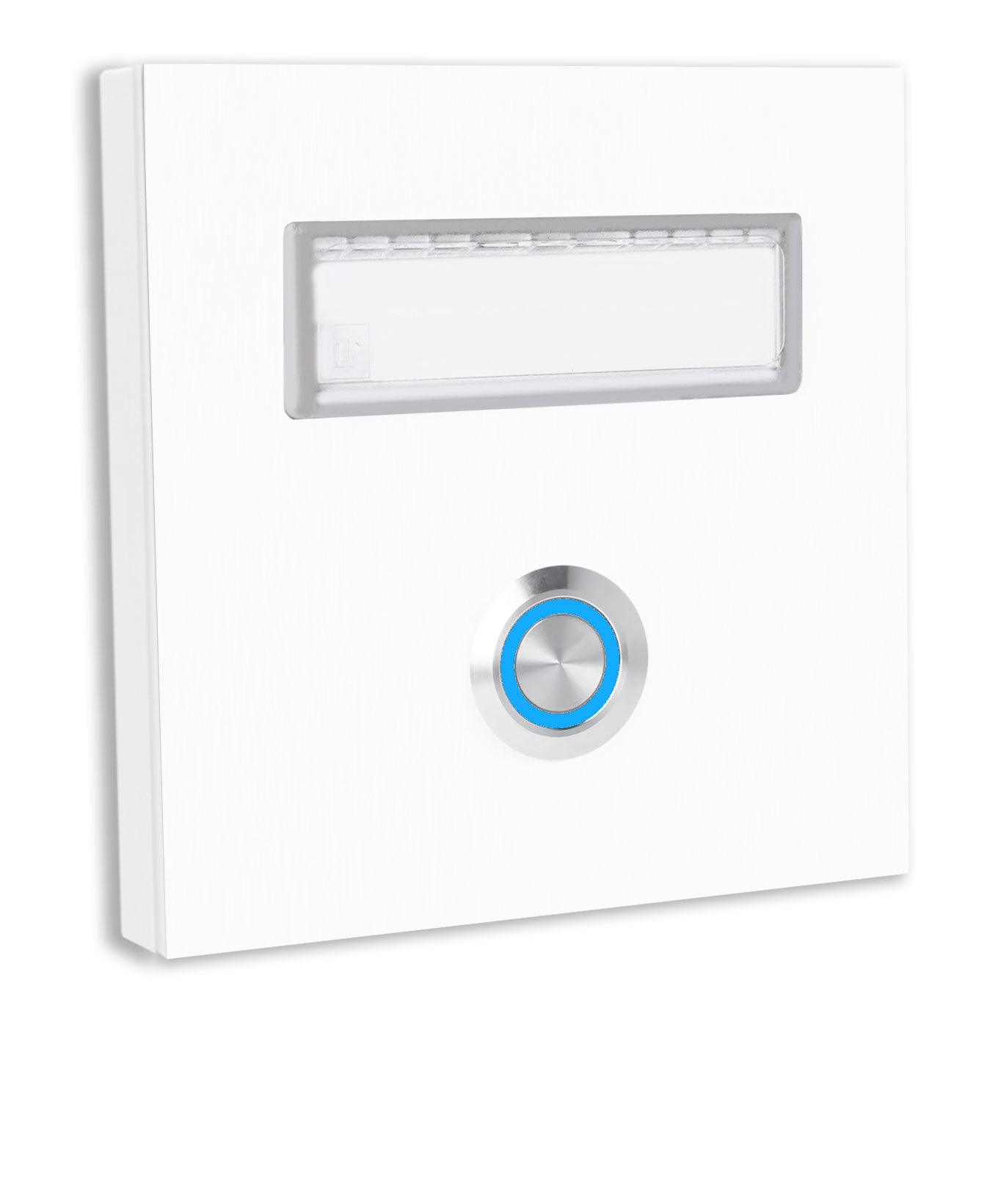 Dortmund 10 x 10 cm Edelstahl (V2A) Türklingel - mit eingesetztem  Schriftfeld für Namensschilder - Anthrazit / Weiß / Edelstahl - LED - Aufputz / Unterputz