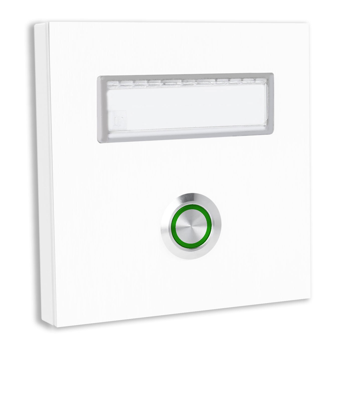 Dortmund 10 x 10 cm Edelstahl (V2A) Türklingel - mit eingesetztem  Schriftfeld für Namensschilder - Anthrazit / Weiß / Edelstahl - LED - Aufputz / Unterputz