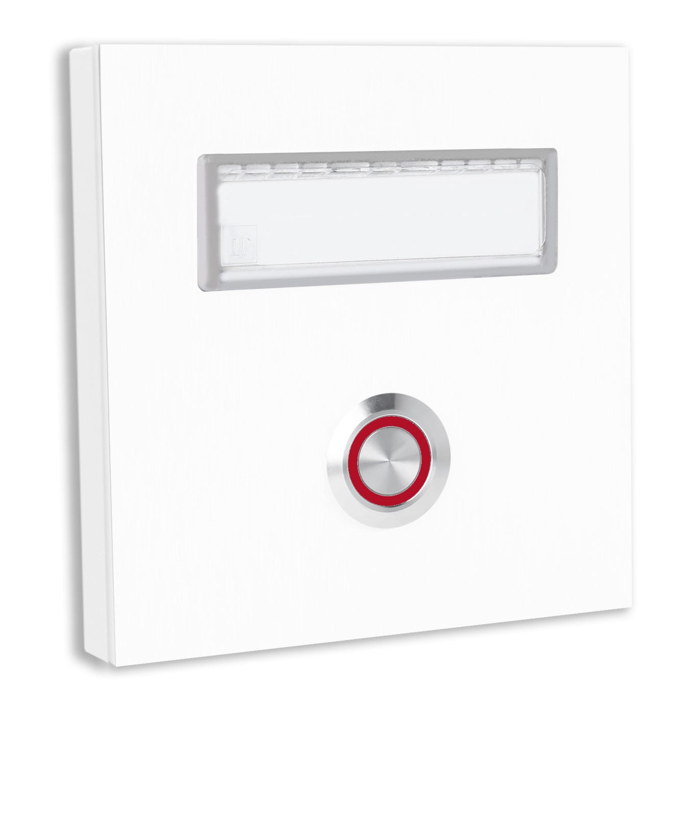 Dortmund 10 x 10 cm Edelstahl (V2A) Türklingel - mit eingesetztem  Schriftfeld für Namensschilder - Anthrazit / Weiß / Edelstahl - LED - Aufputz / Unterputz