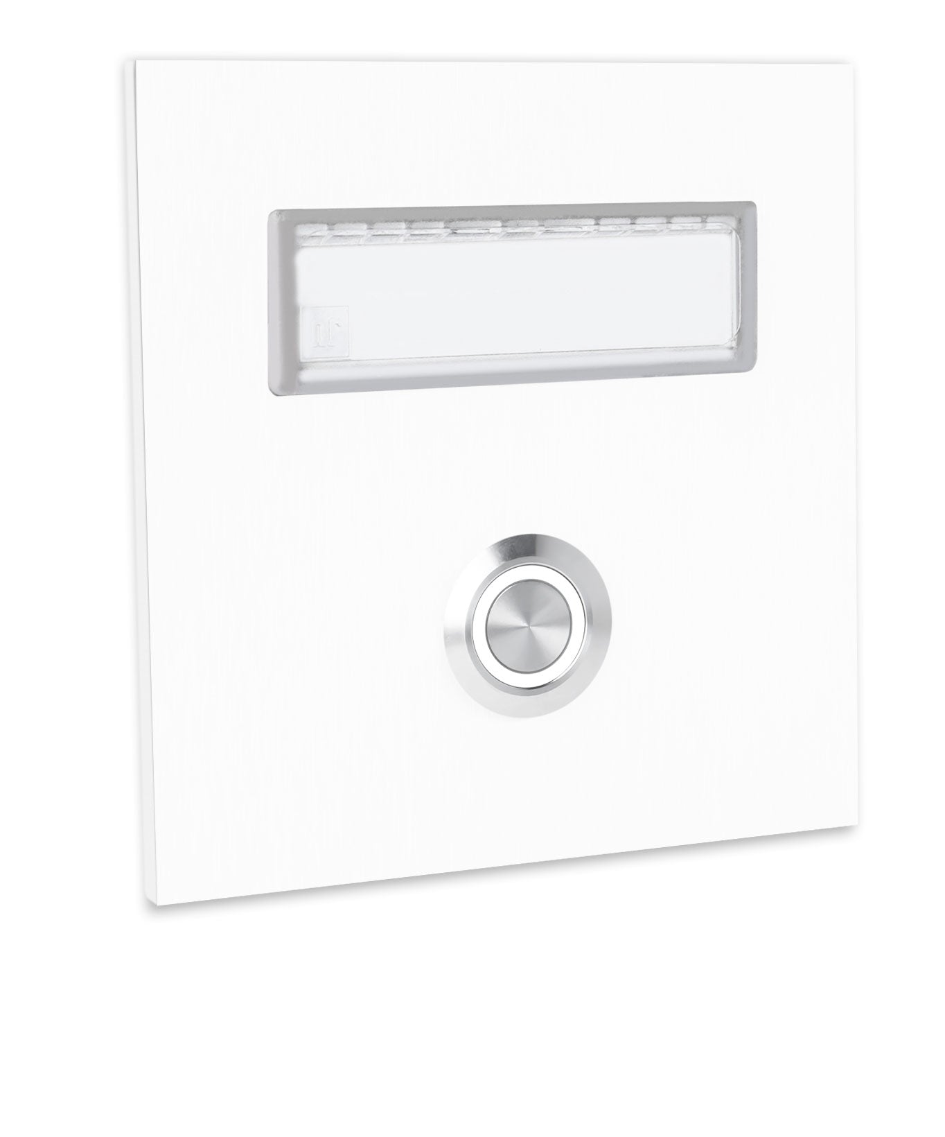 Dortmund 10 x 10 cm Edelstahl (V2A) Türklingel - mit eingesetztem  Schriftfeld für Namensschilder - Anthrazit / Weiß / Edelstahl - LED - Aufputz / Unterputz