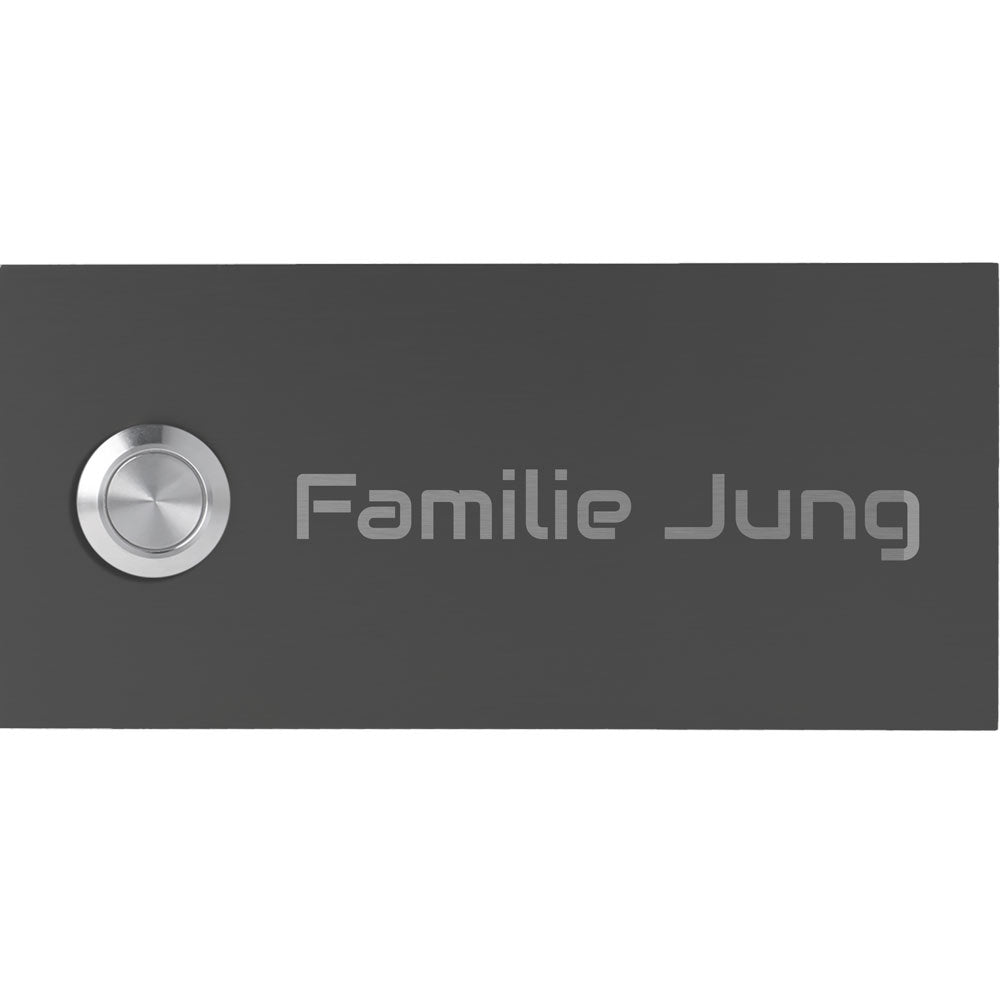 V2A Edelstahl Türklingel Mainz - mit Gravur & LED - Anthrazit/Weiß/Edelstahl - wahlweise UV-Druck