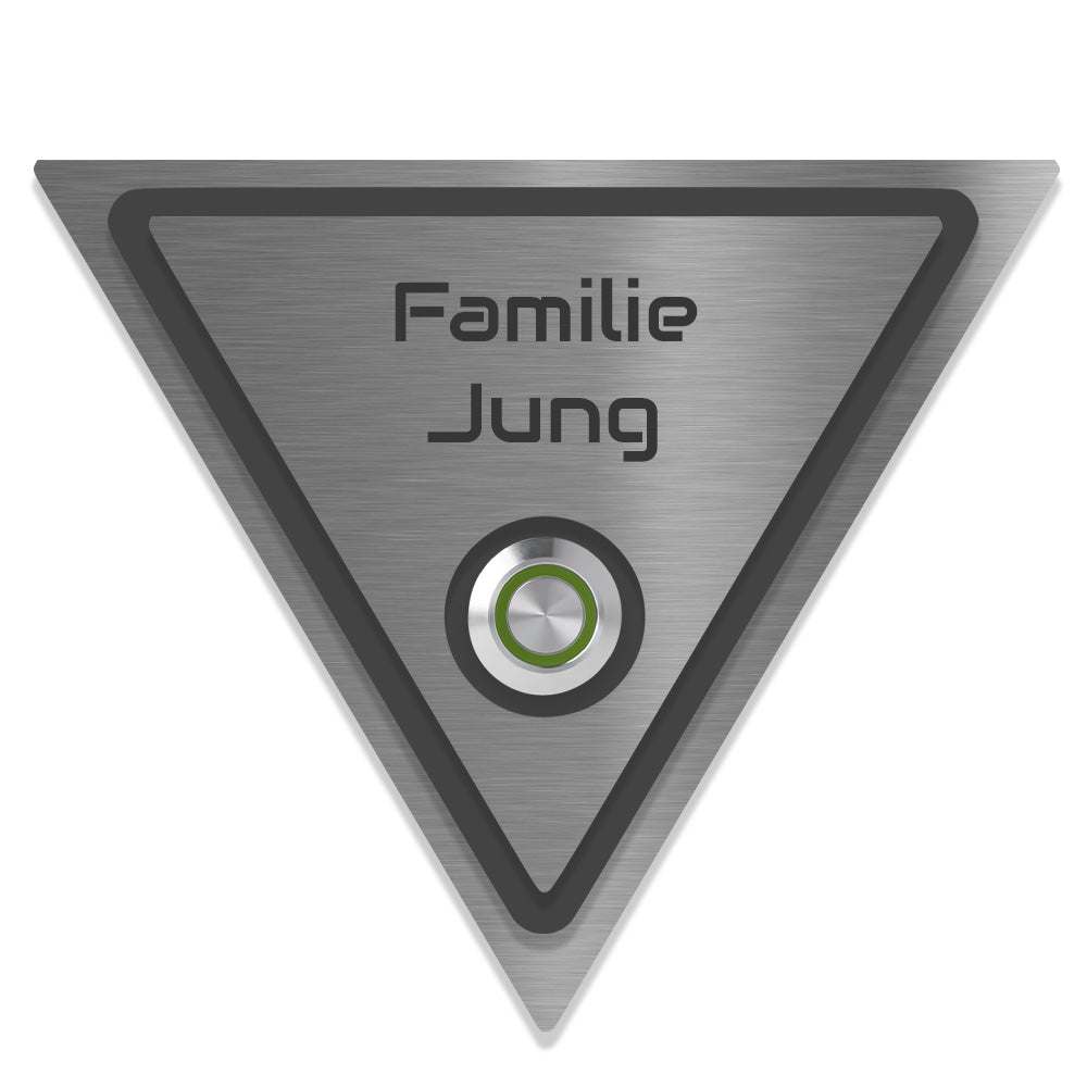 Hamm 12 cm Edelstahl (V2A) Türklingel - mit Gravur - Edelstahl gebürstet mit Acryl Dekoreinlage - LED - Unterputzklingel