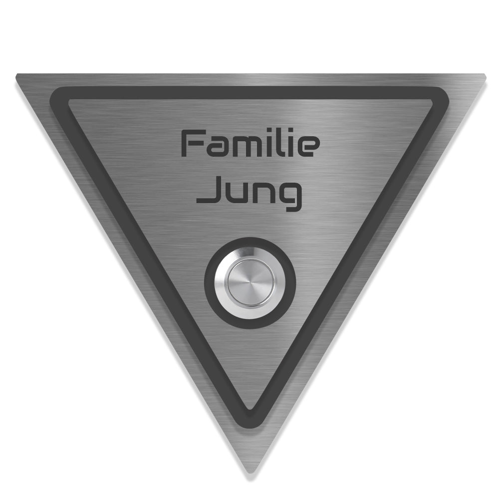 Hamm 12 cm Edelstahl (V2A) Türklingel - mit Gravur - Edelstahl gebürstet mit Acryl Dekoreinlage - LED - Unterputzklingel