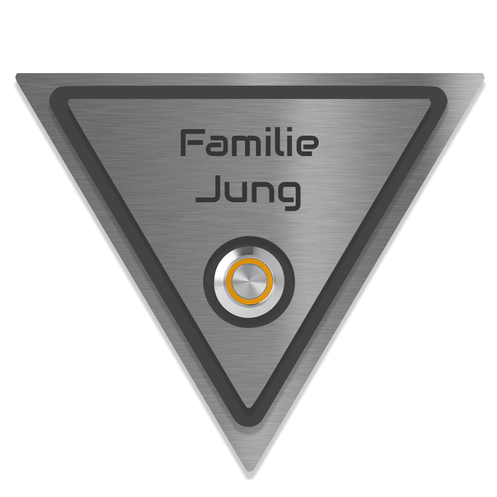 Hamm 12 cm Edelstahl (V2A) Türklingel - mit Gravur - Edelstahl gebürstet mit Acryl Dekoreinlage - LED - Unterputzklingel