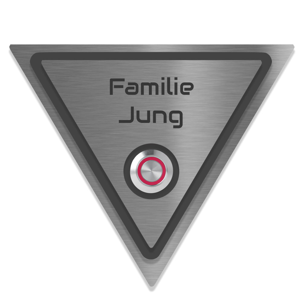 Hamm 12 cm Edelstahl (V2A) Türklingel - mit Gravur - Edelstahl gebürstet mit Acryl Dekoreinlage - LED - Unterputzklingel