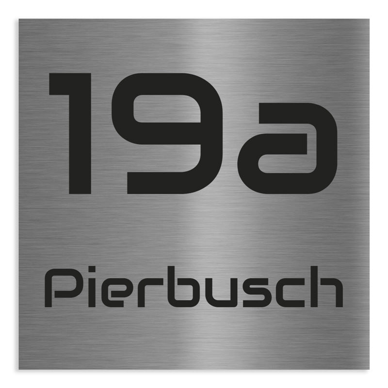 Edelstahl Hausnummernschild graviert 10×10 cm, 15×15 cm oder 20×20 cm