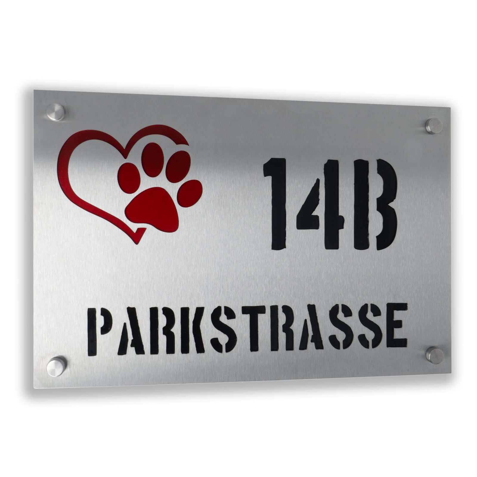 Edelstahl Hausnummernschild 30×20 cm mit farbigem Motiv