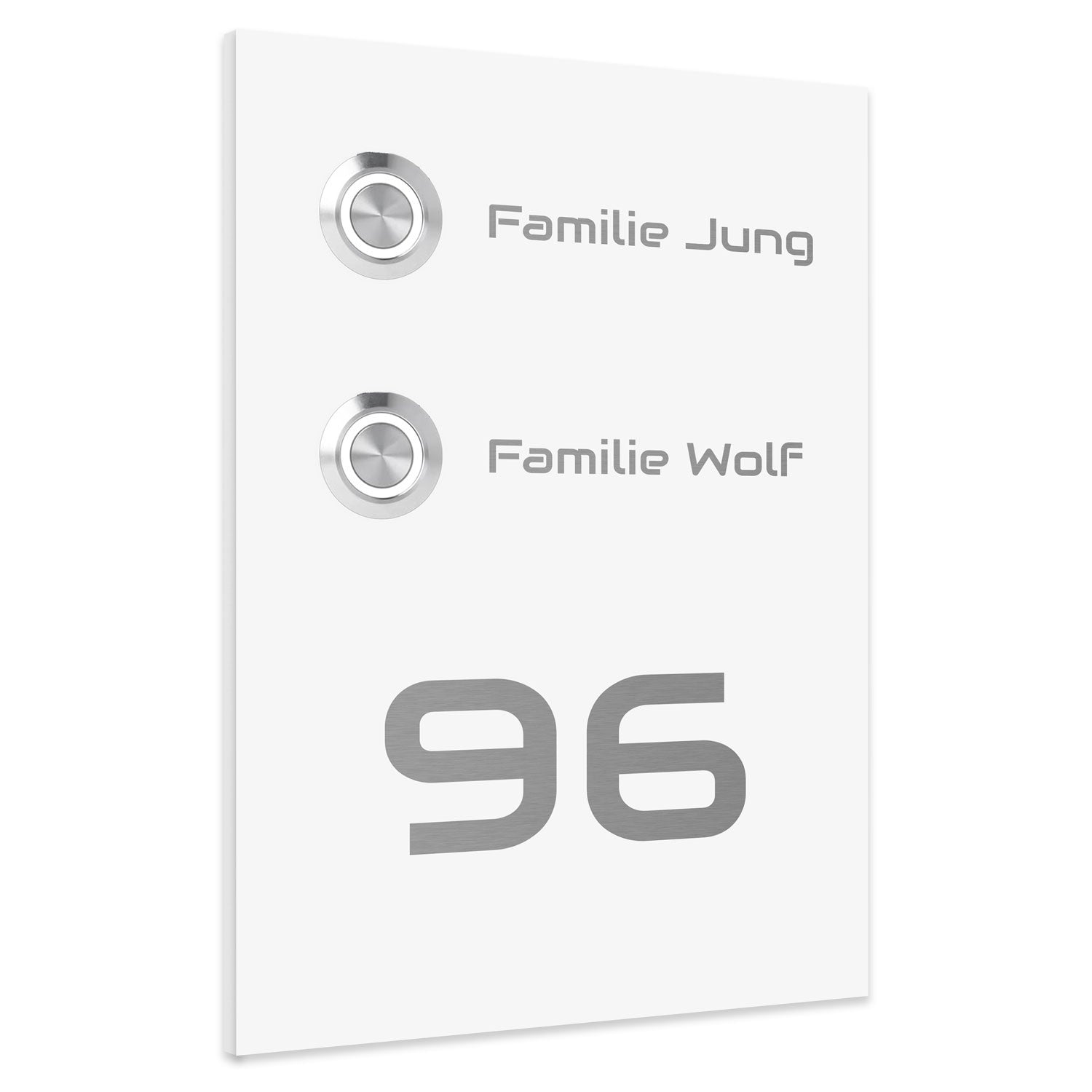 Kiel 12 x 17 cm Edelstahl (V2A) Türklingel - für Zweifamilienhäuser - mit Gravur - Anthrazit oder Weiß  - LED - Aufputz / Unterputz