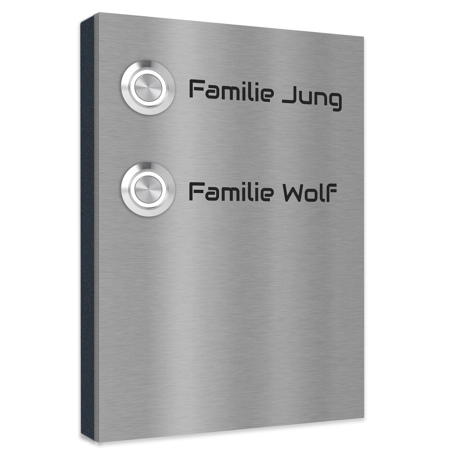 Kiel 12 x 17 cm Edelstahl (V2A) Türklingel - für Zweifamilienhäuser - mit Gravur - Anthrazit oder Weiß  - LED - Aufputz / Unterputz