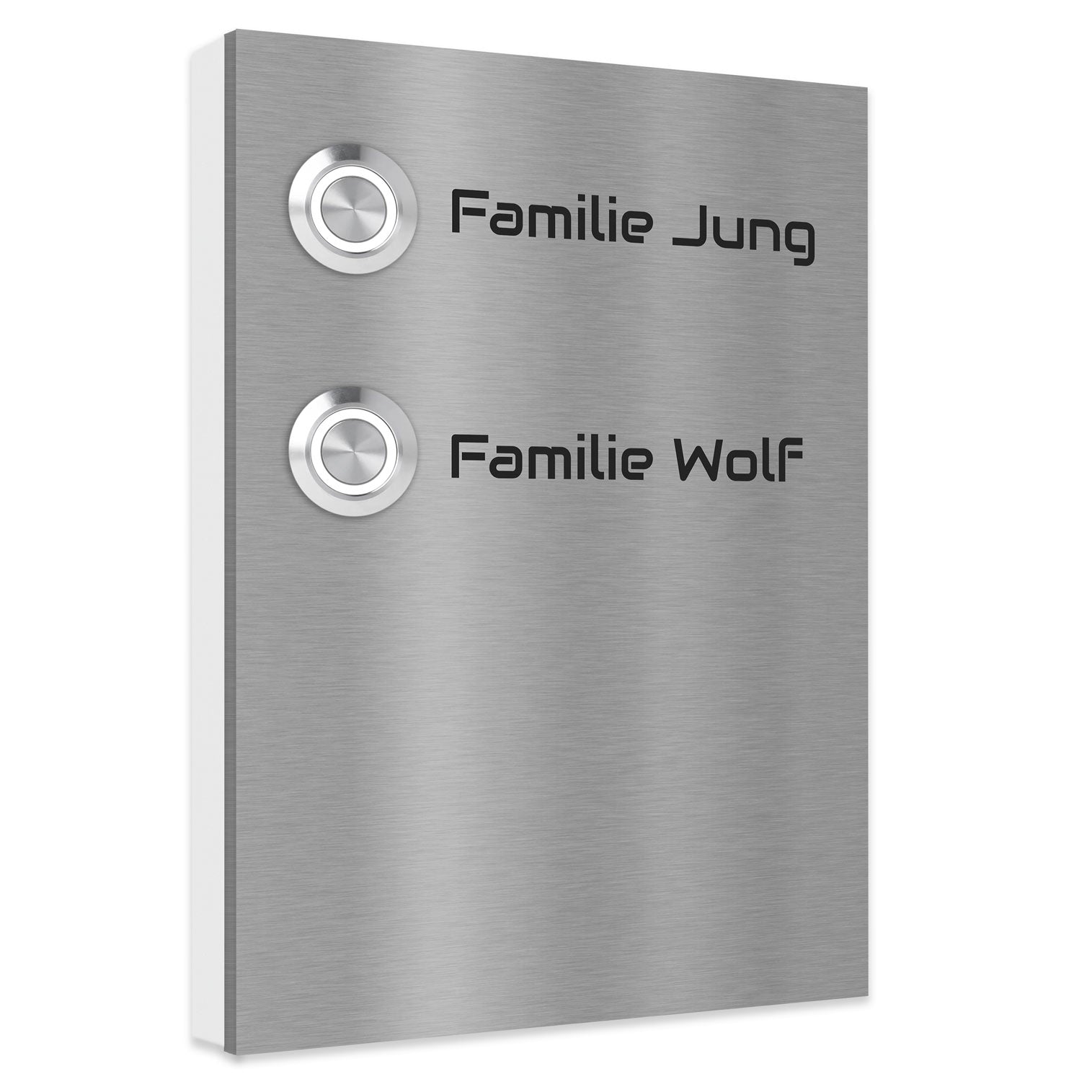 Kiel 12 x 17 cm Edelstahl (V2A) Türklingel - für Zweifamilienhäuser - mit Gravur - Anthrazit oder Weiß  - LED - Aufputz / Unterputz