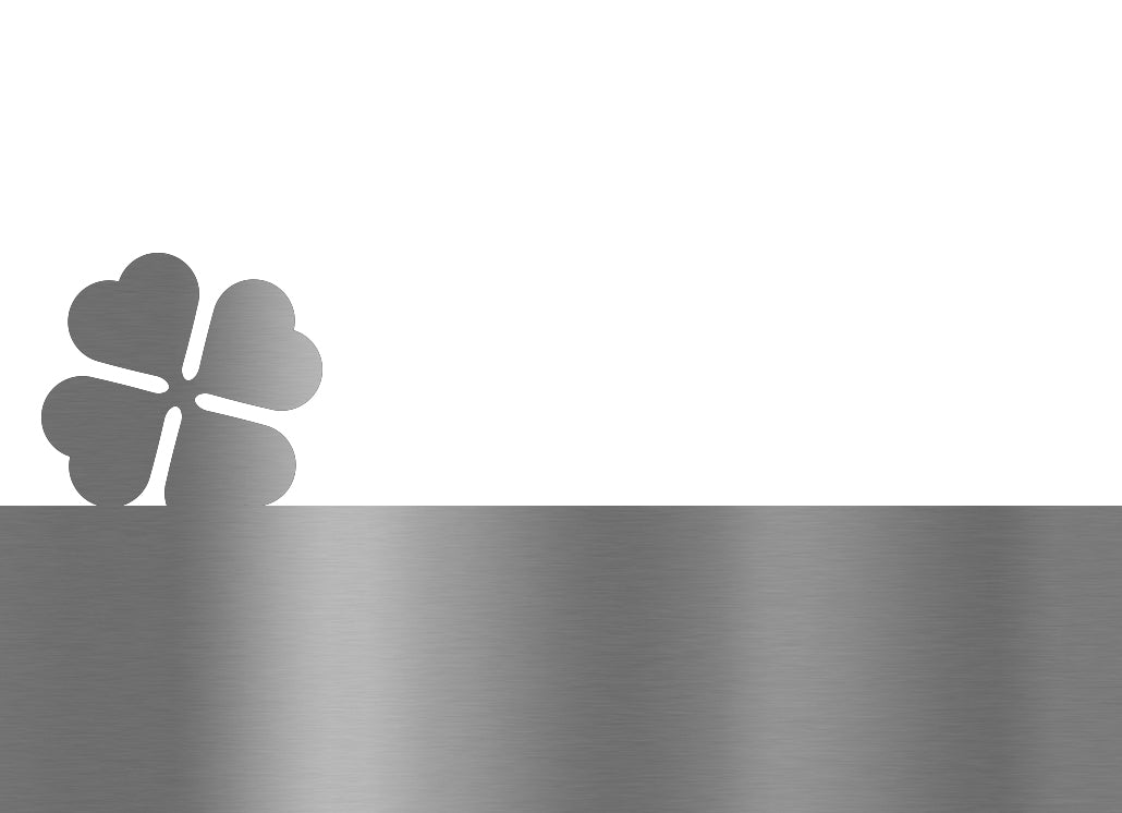 Edelstahl Türschild Kleeblatt personalisierbar – Text ausgelasert