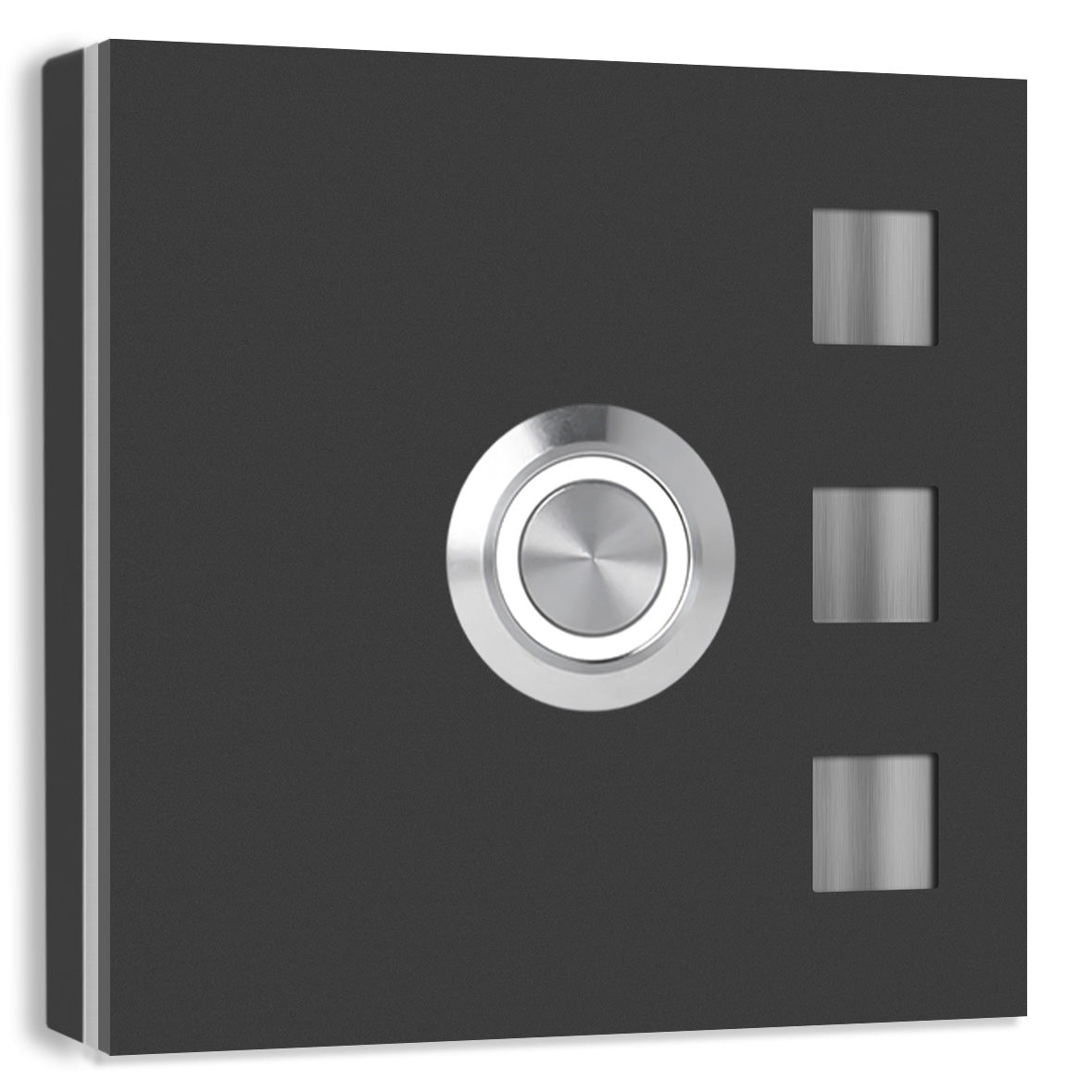 Köln 7 x 7 cm Edelstahl (V2A) Türklingel - ohne Gravur - Anthrazit / Weiß / Edelstahl und Edelstahl gebürstet -  LED - Aufputz / Unterputz