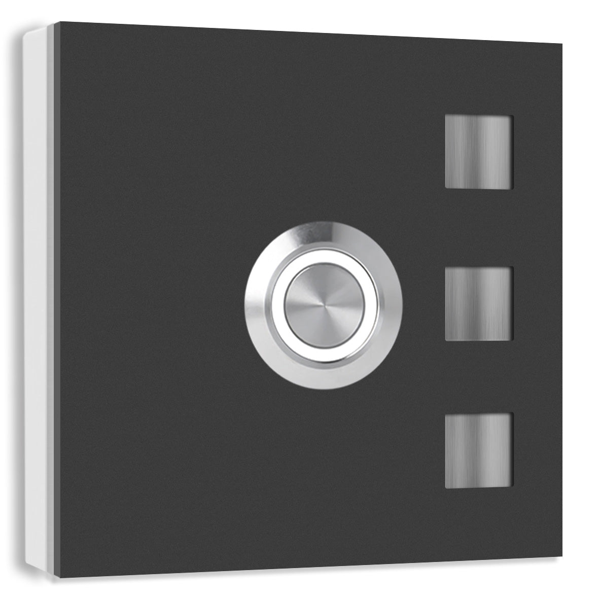 Köln 7 x 7 cm Edelstahl (V2A) Türklingel - ohne Gravur - Anthrazit / Weiß / Edelstahl und Edelstahl gebürstet -  LED - Aufputz / Unterputz