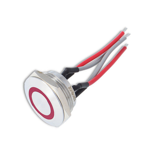 LED Taster in sehr flacher Ausführung - mit Anschlusskabeln - 19 mm Durchmesser - IP 67