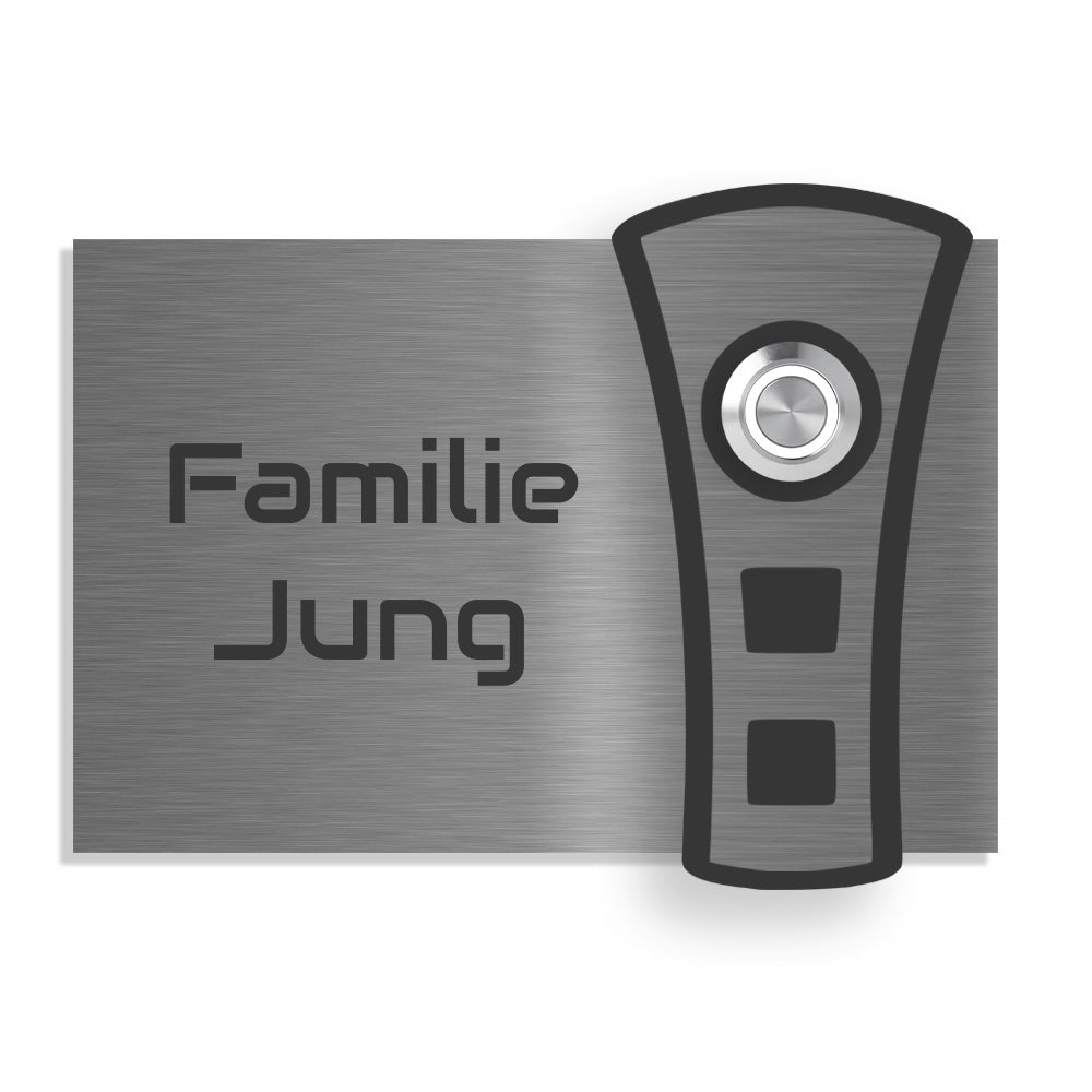 Leipzig 12 x 8 cm Edelstahl (V2A) Türklingel - mit Gravur - Edelstahl gebürstet mit Acryl Dekoreinlage - LED - Aufputz / Unterputz