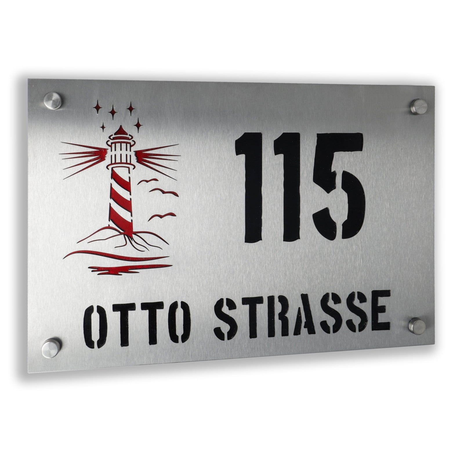 Edelstahl Hausnummernschild 30×20 cm mit farbigem Motiv