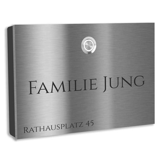 Edelstahl Aufputz Türklingel London individuell personalisierbar 18 X 12 cm
