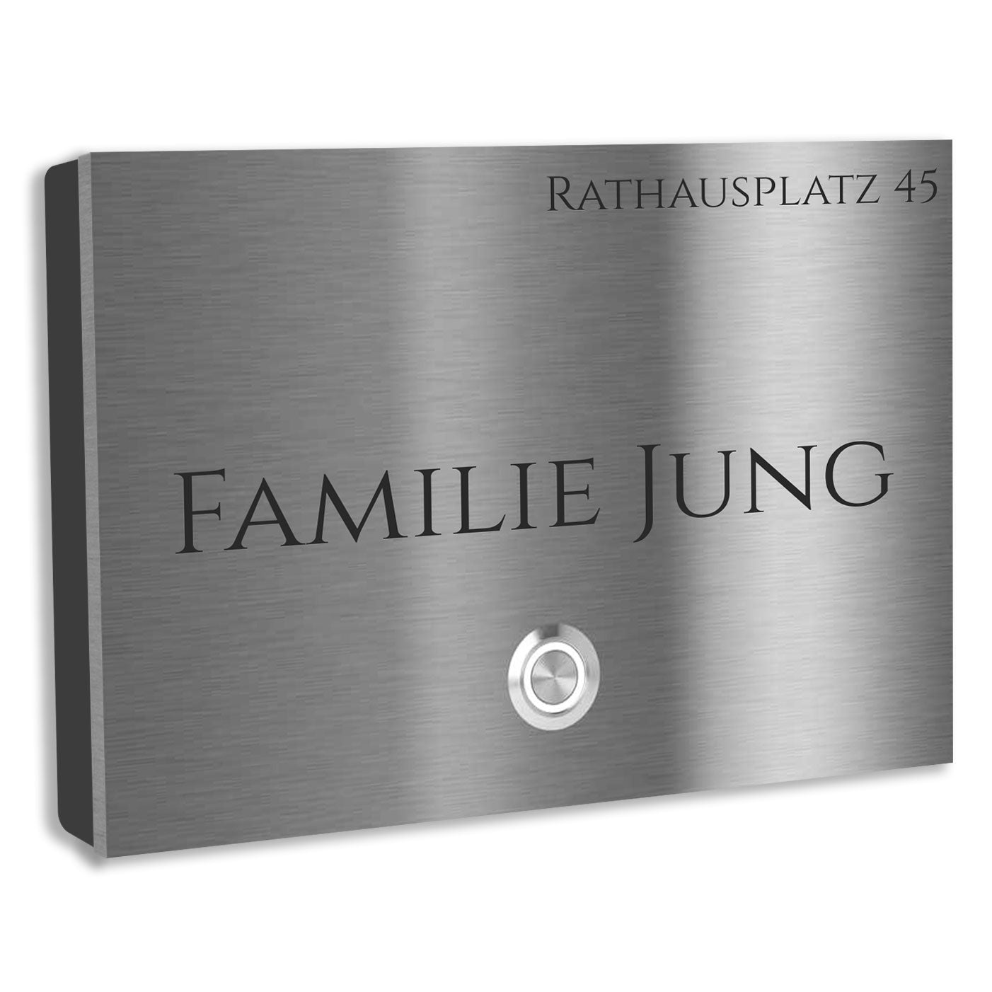 London 18 x 12 cm Edelstahl (V2A) Türklingel - mit Gravur - Anthrazit oder Weiß pulverbeschichtet oder Edelstahl gebürstet - LED - Aufputz / Unterputz