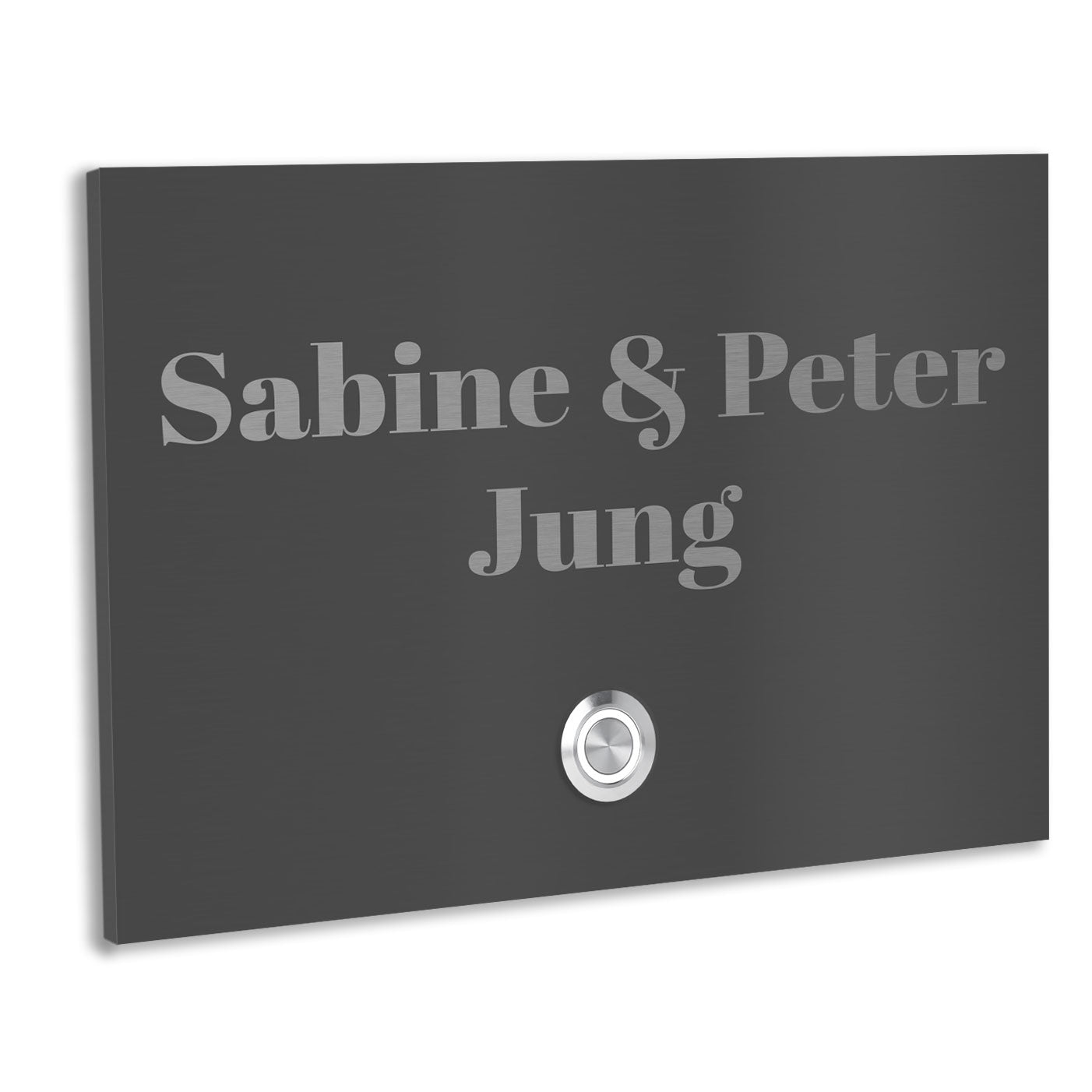 Edelstahl Unterputz Türklingel London Anthrazit RAL 7016 pulverbeschichtet individuell personalisierbar