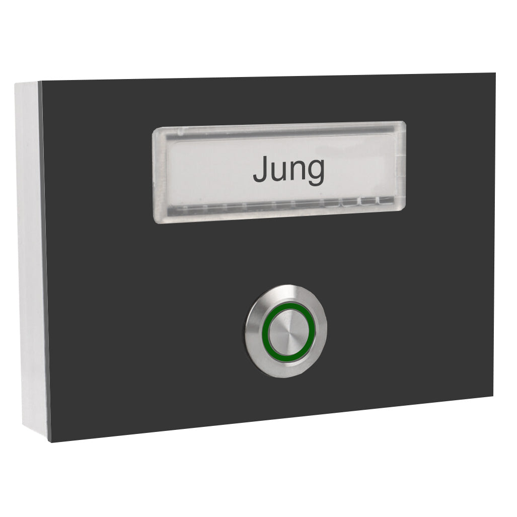 Edelstahl Klingelschild anthrazit Ral 7016 mit beleuchtetem Schriftfeld - Türklingel beleuchtet