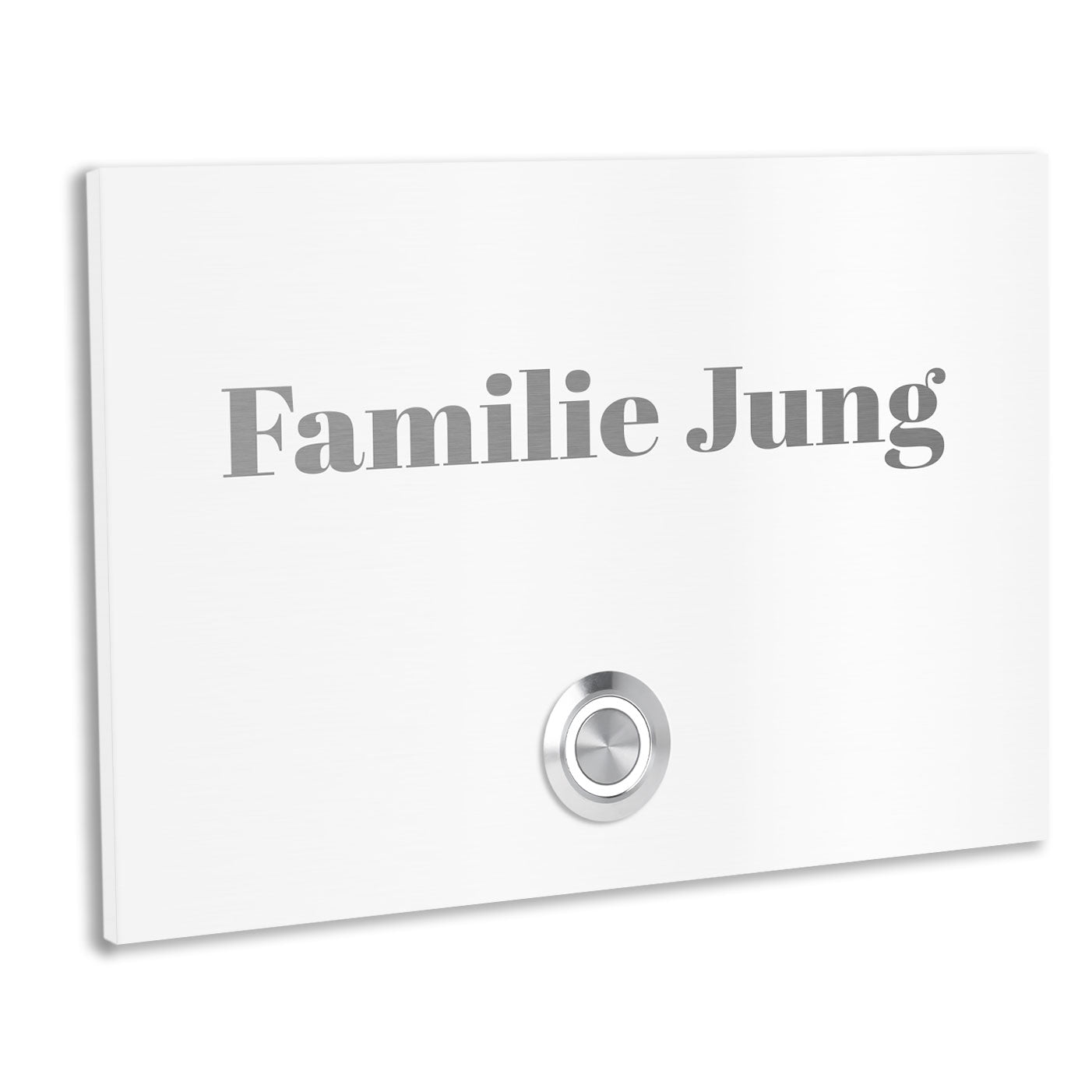 Edelstahl Unterputz Türklingel London Weiß pulverbeschichtet individuell personalisierbar 