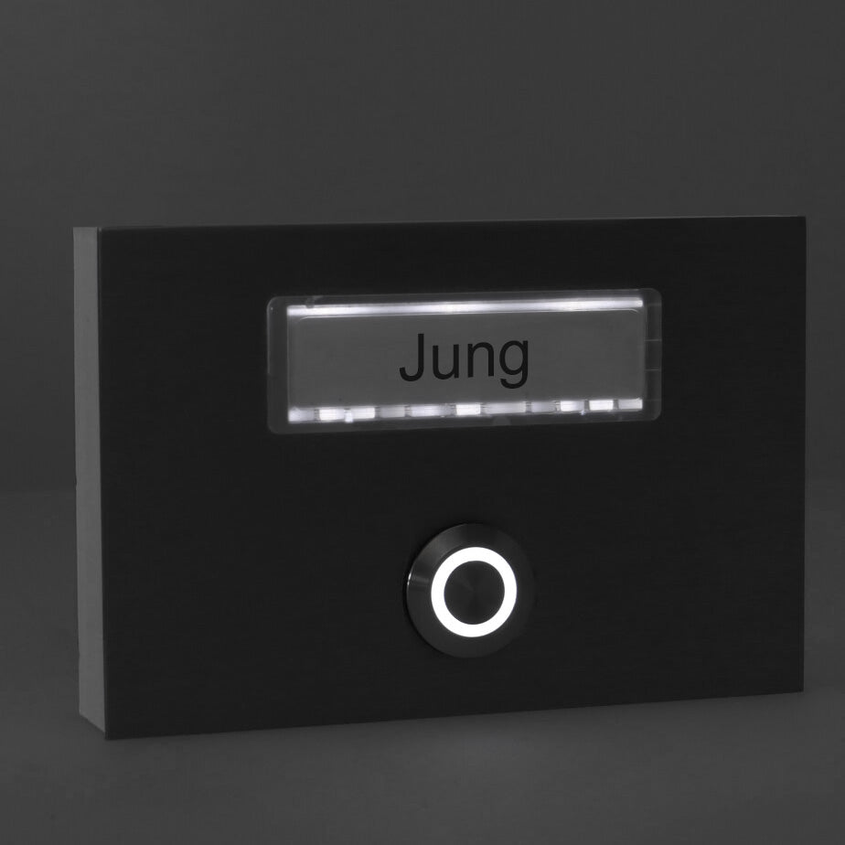 Türklingel Rund Led London 12 x 8 cm Edelstahl (V2A) Türklingel - mit Schriftfeld für Name