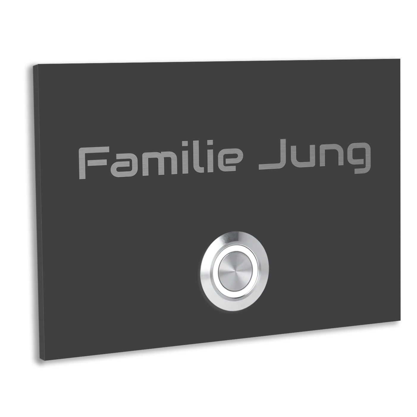 Edelstahl Unterputz Türklingel London, Anthrazit RAL 7016 pulverbeschichtet, individuell personalisierbar