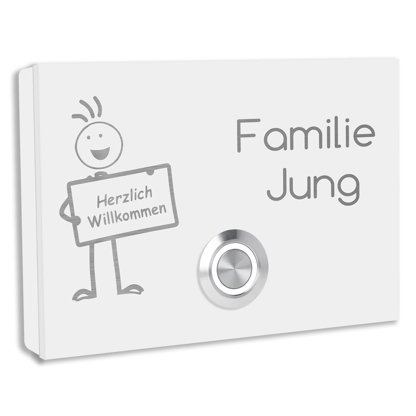 Türklingel "Familie Jung" mit Willkommensschild.