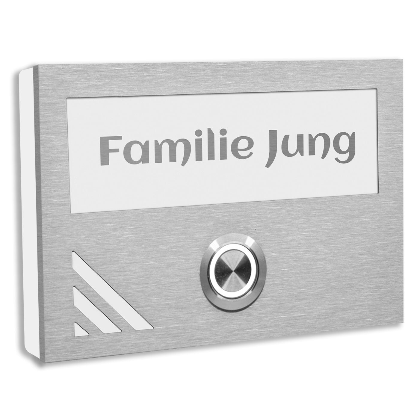 Edelstahl Aufputz Türklingel Los Angeles, weiß pulverbeschichtet individuell personalisierbar