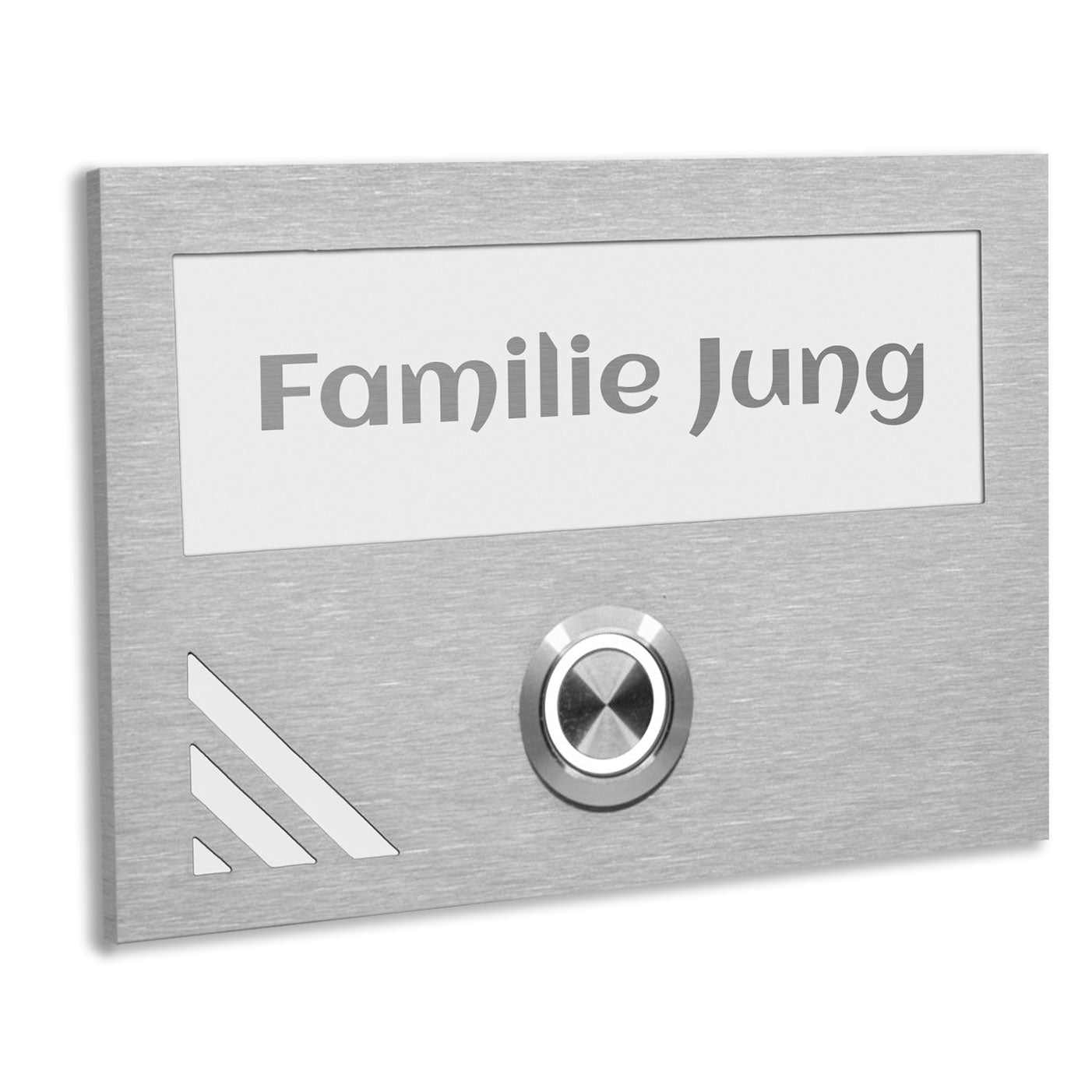 Edelstahl Unterputz Türklingel Los Angeles weiß RAL 9016 pulverbeschichtet, individuell personalisierbar