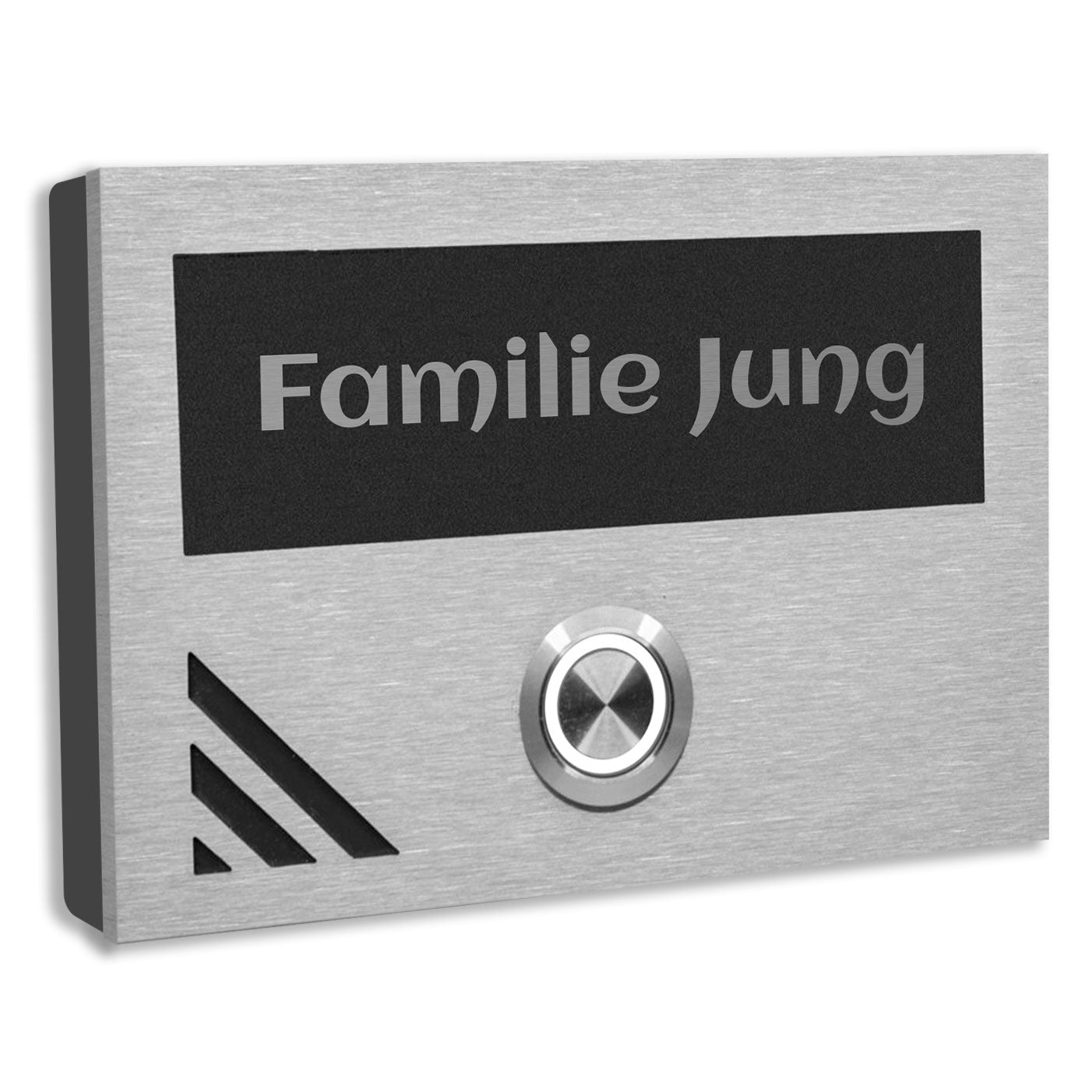 Edelstahl Aufputz Türklingel Anthrazit RAL 7016 pulverbeschichtet, individuell personalisierbar