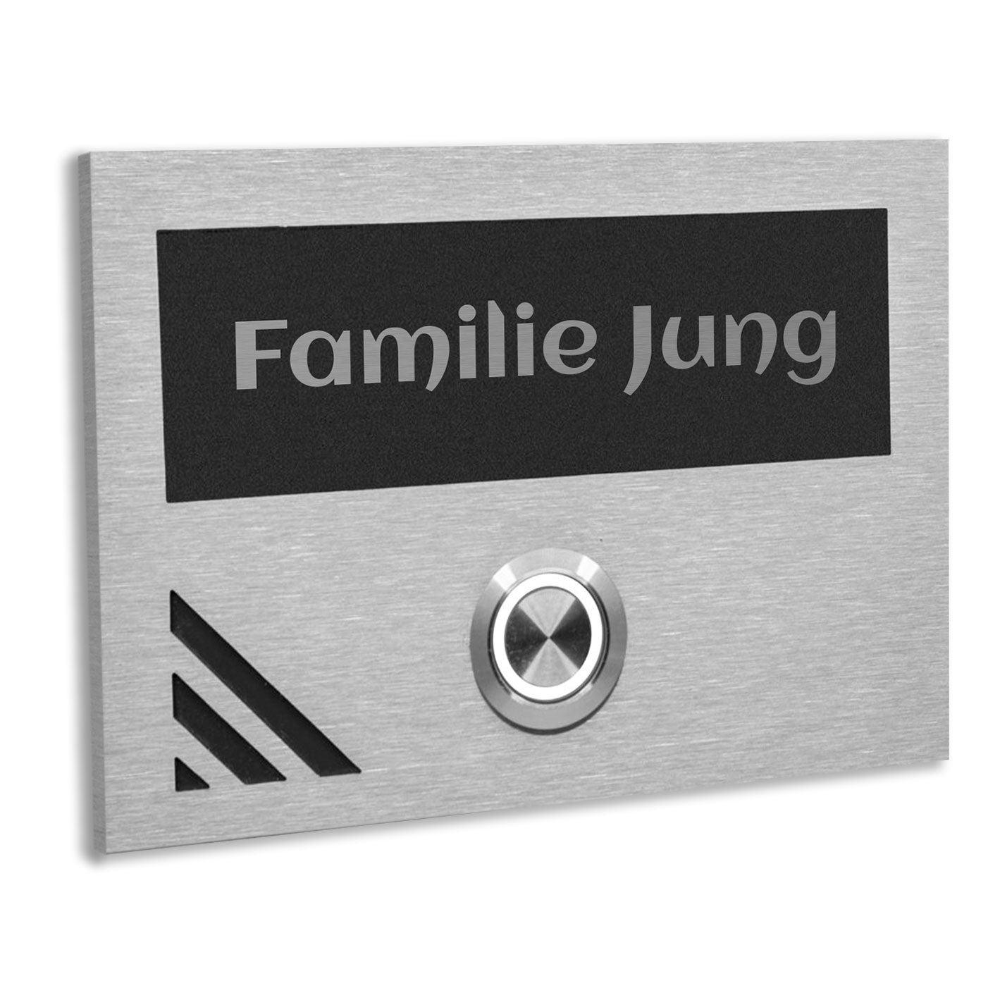 Edelstahl Unterputz Türklingel Los Angeles Anthrazit RAL 7016 pulverbeschichtet, individuell personalisierbar