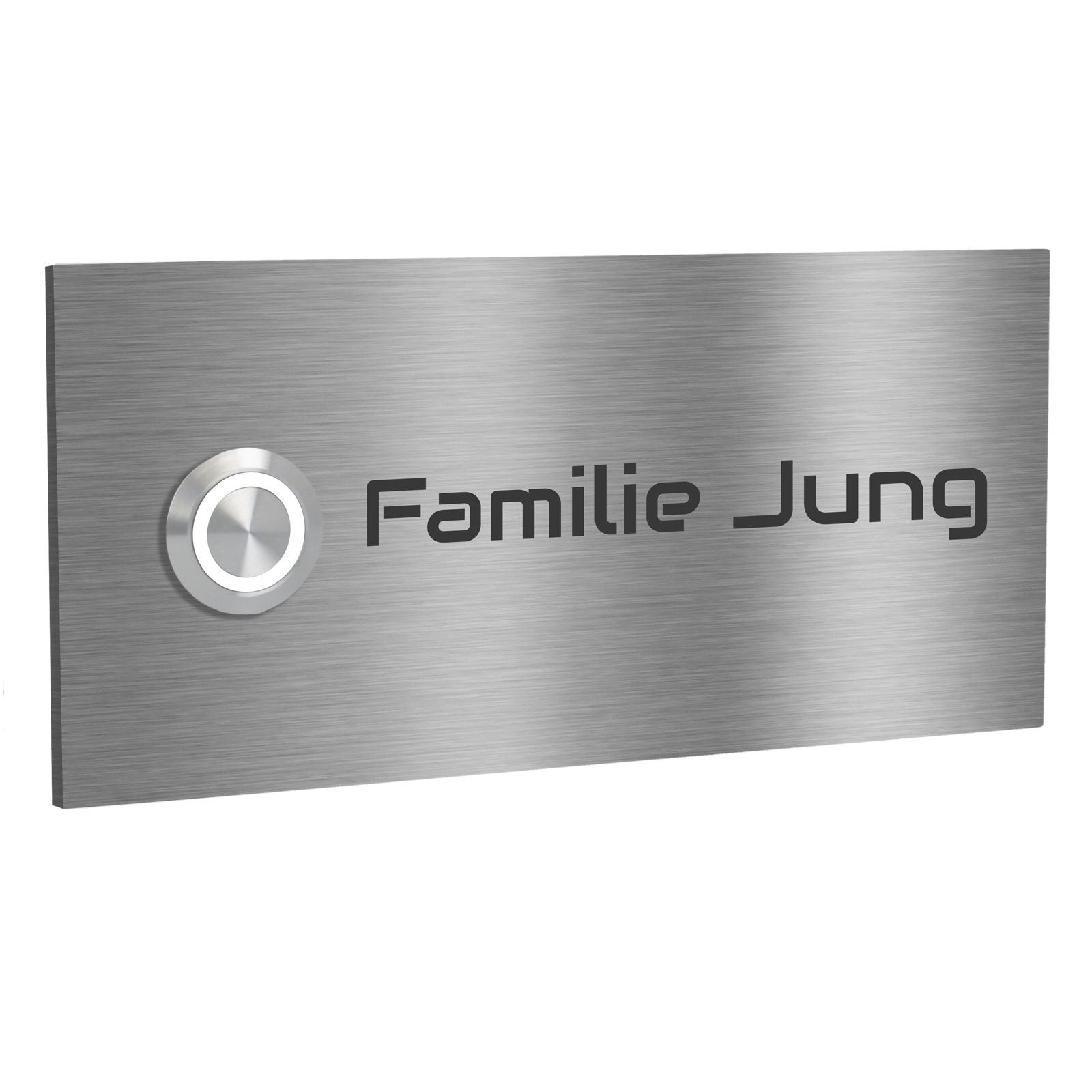 V2A Edelstahl Türklingel Mainz - mit Gravur & LED - Anthrazit/Weiß/Edelstahl - wahlweise UV-Druck