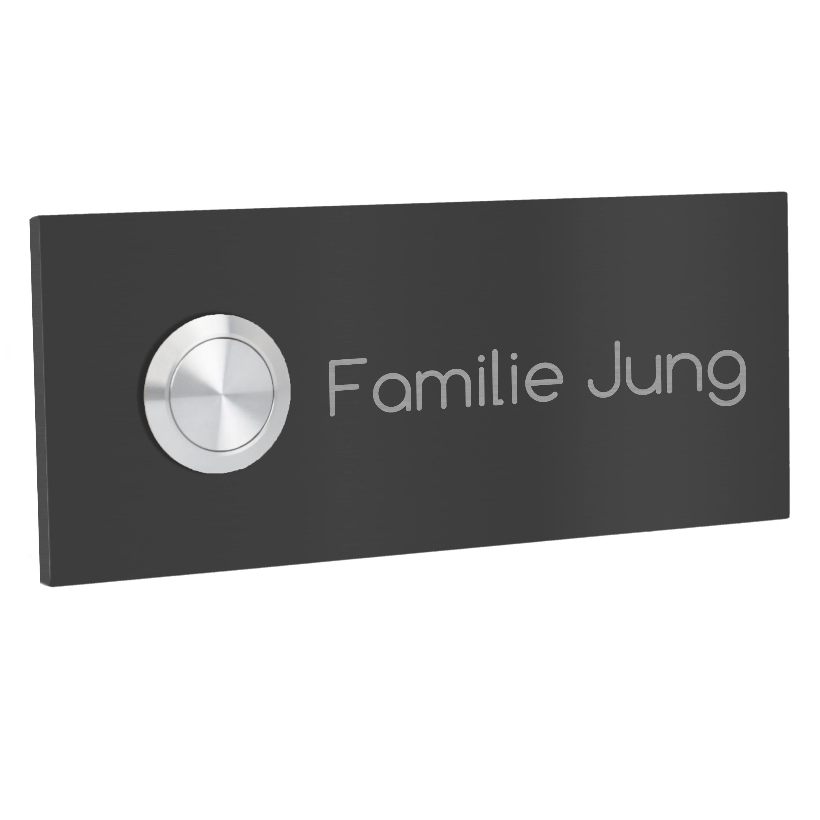 V2A Edelstahl Türklingel Mainz - mit Gravur & LED - Anthrazit/Weiß/Edelstahl - wahlweise UV-Druck