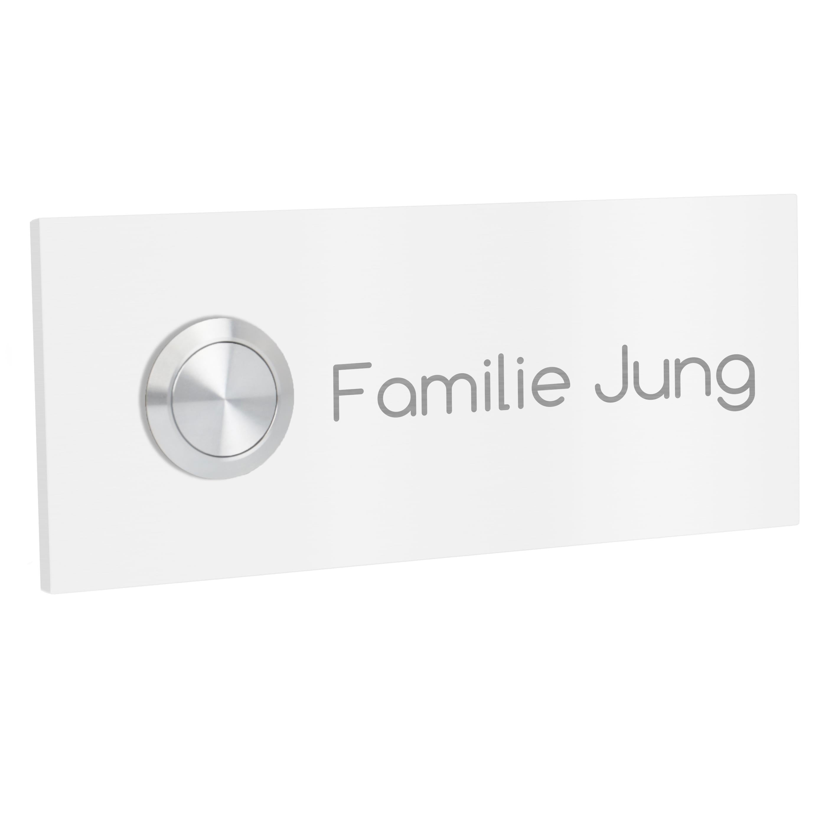 Edelstahl Unterputz Türklingel Mainz, Weiß pulverbeschichtet , individuell personalisierbar