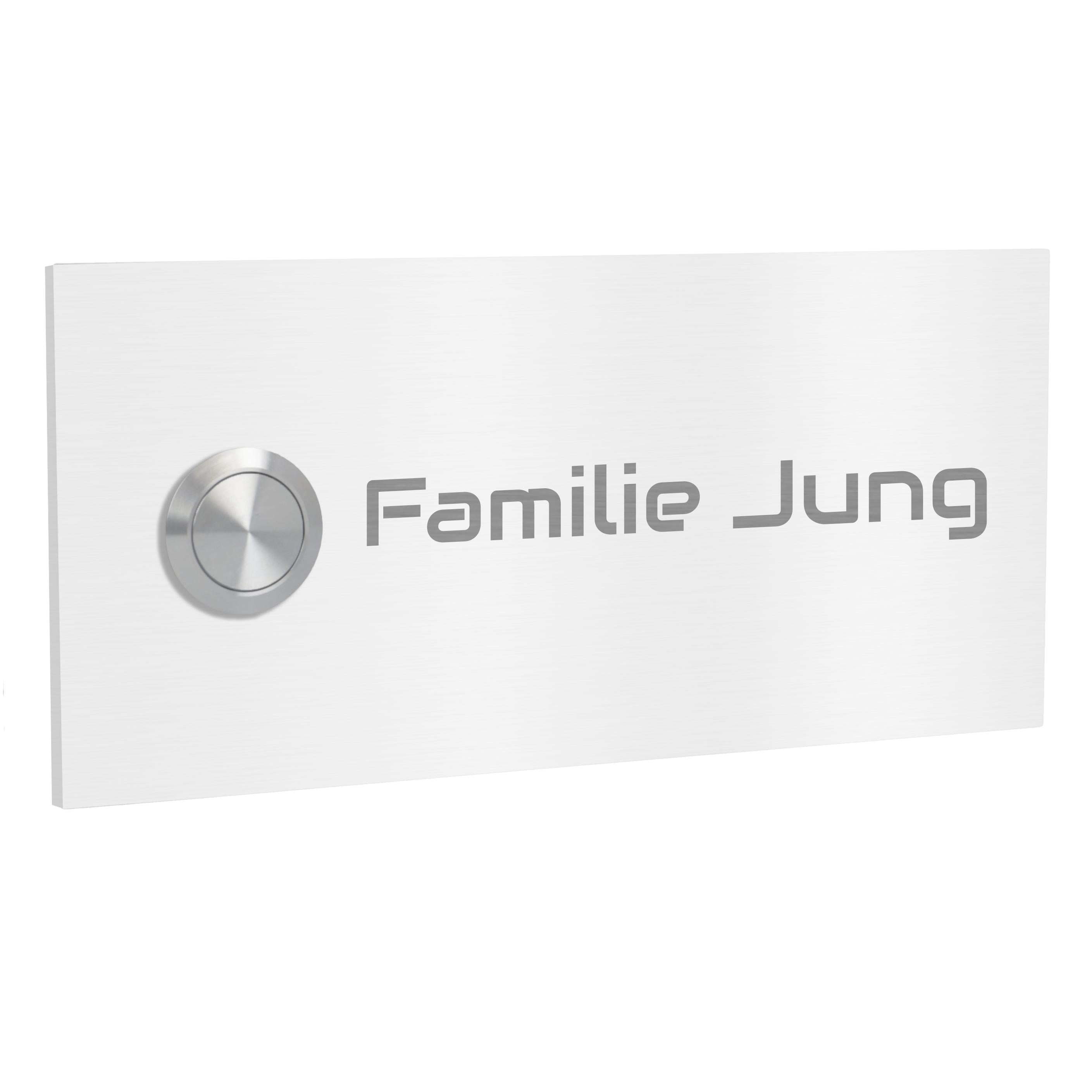 V2A Edelstahl Türklingel Mainz - mit Gravur & LED - Anthrazit/Weiß/Edelstahl - wahlweise UV-Druck